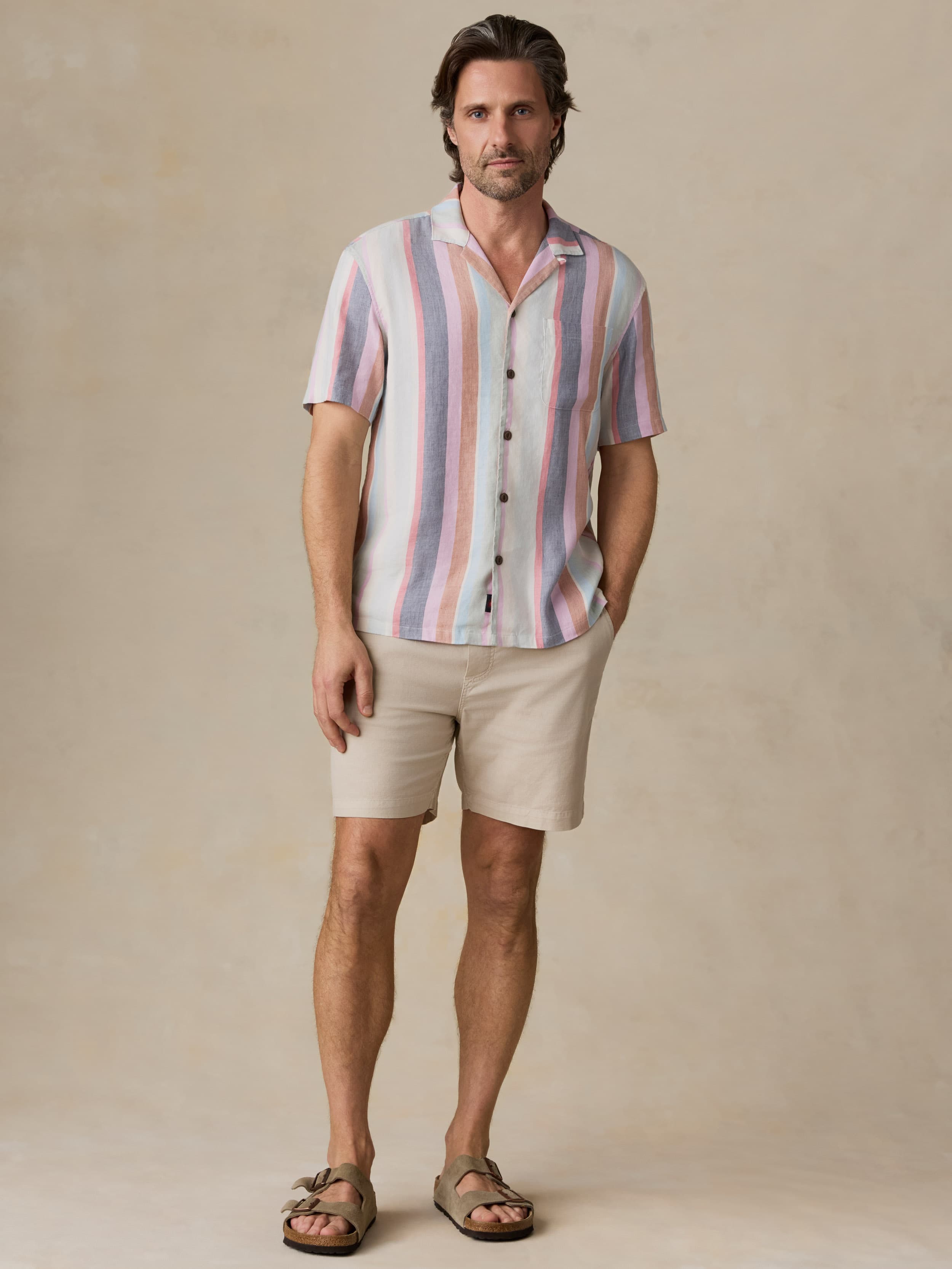  | Short-Sleeve Breeze Camp Shirt - Summer Skies Stripe | Faherty Brand