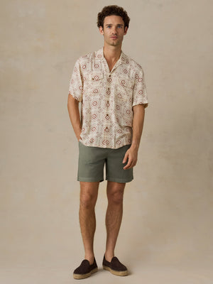 Short-Sleeve Bali Camp Shirt - Cream Sunburst Bloom