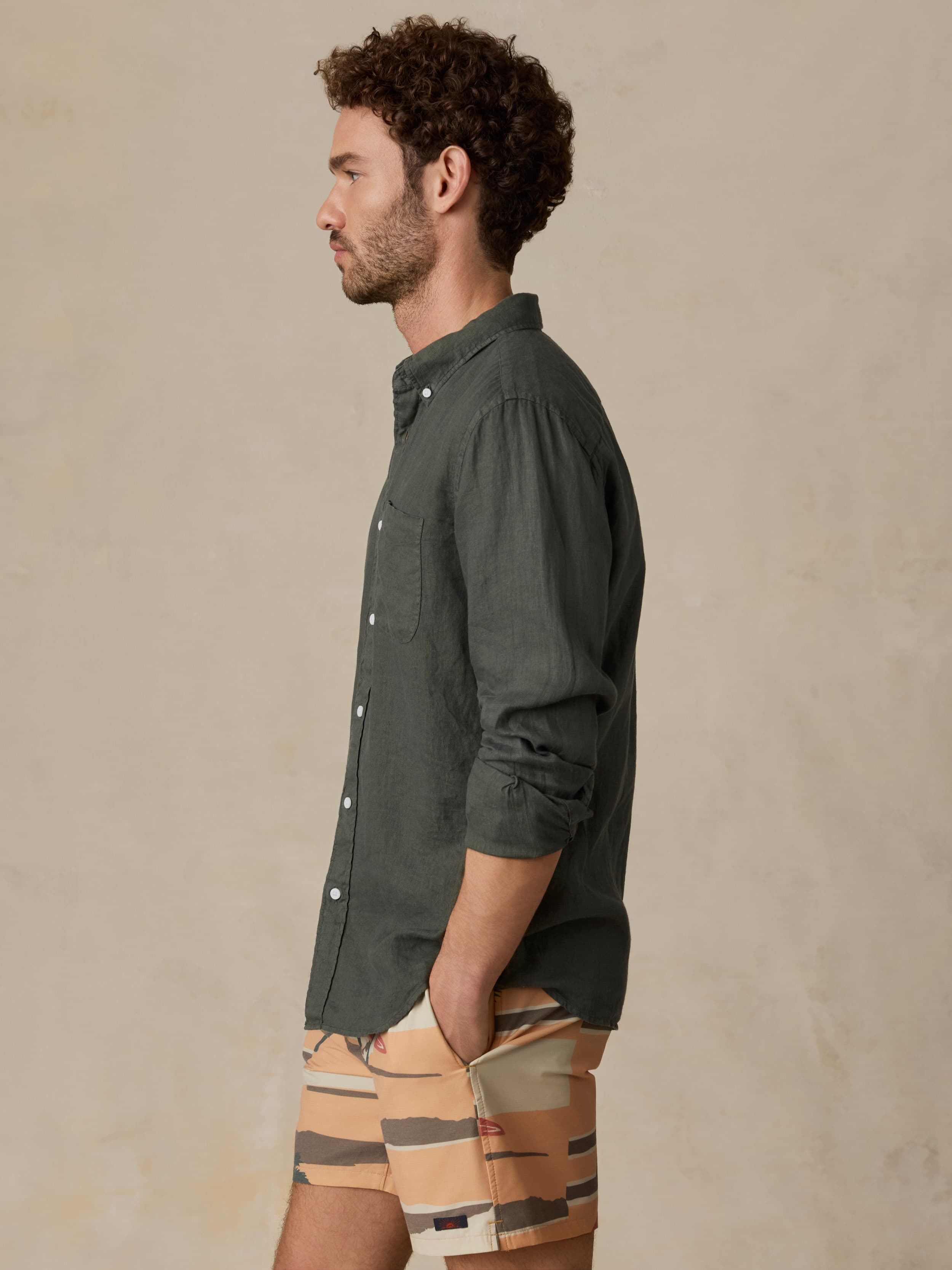 Sunwashed Linen Shirt - Light Pine | Faherty Brand