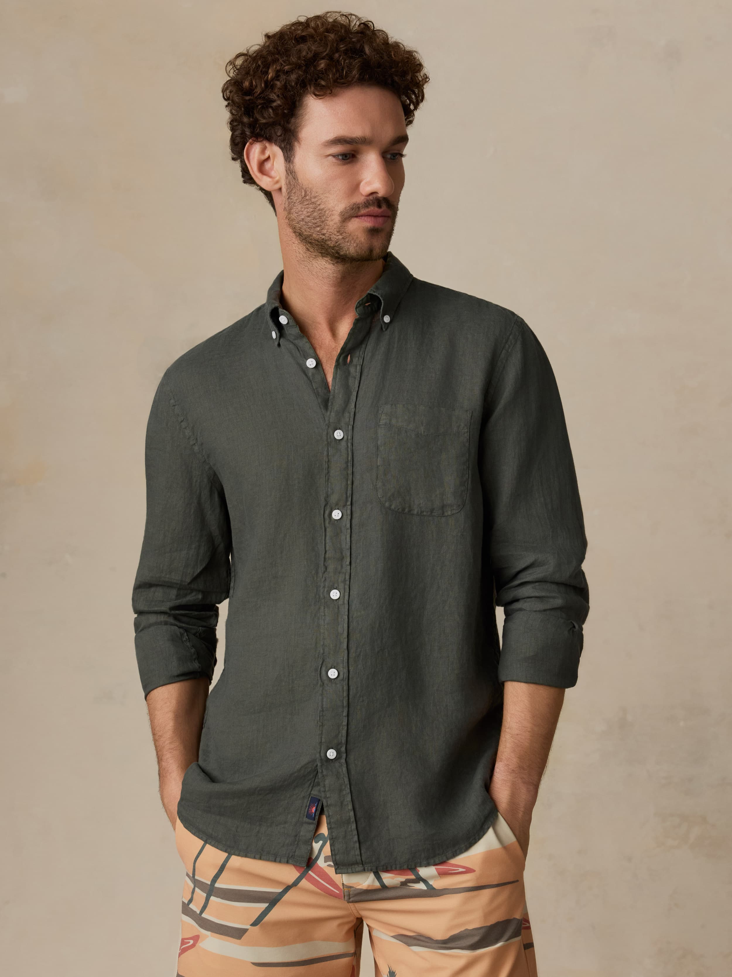 Sunwashed Linen Shirt - Light Pine | Faherty Brand