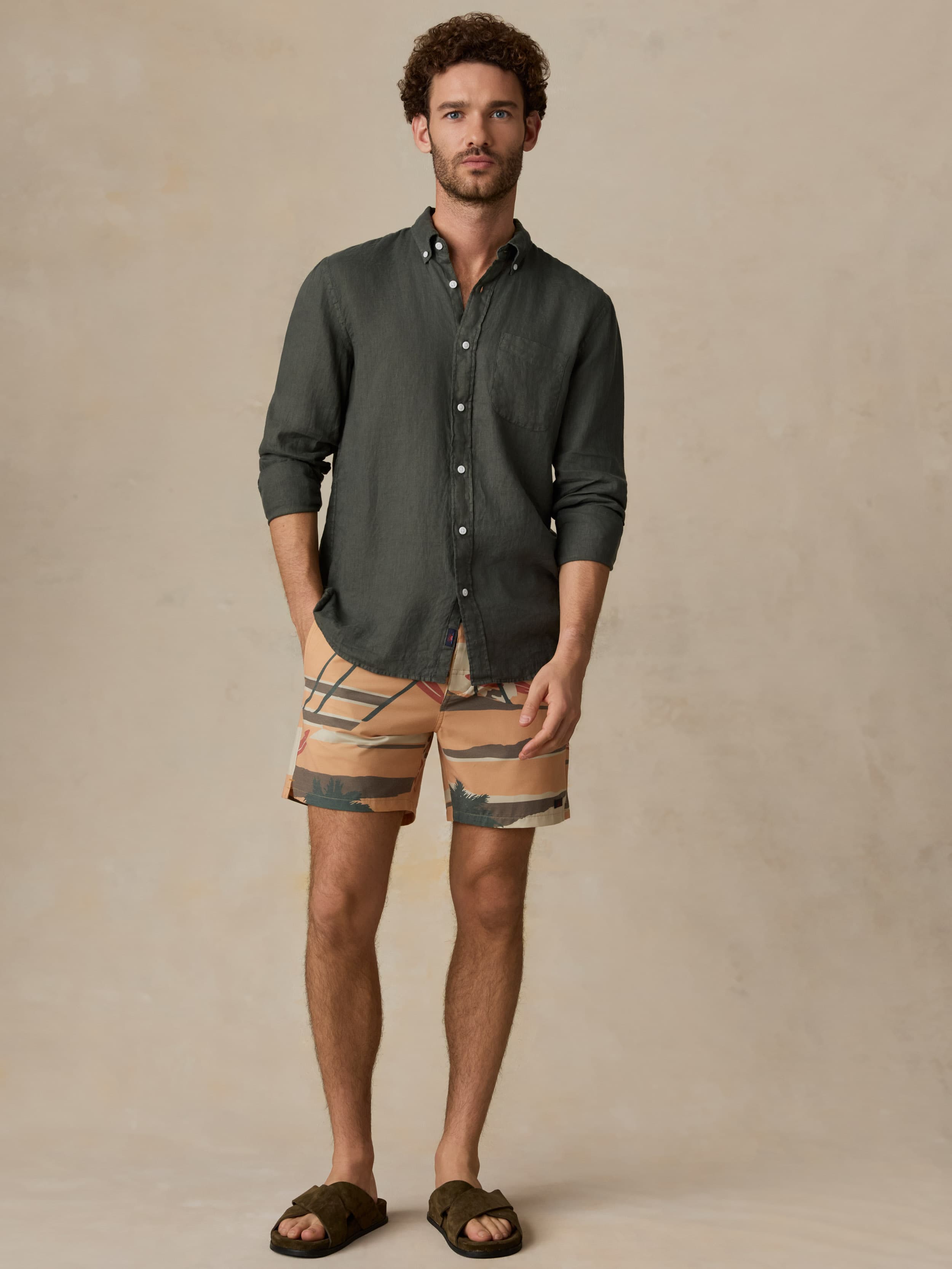 Sunwashed Linen Shirt - Light Pine | Faherty Brand