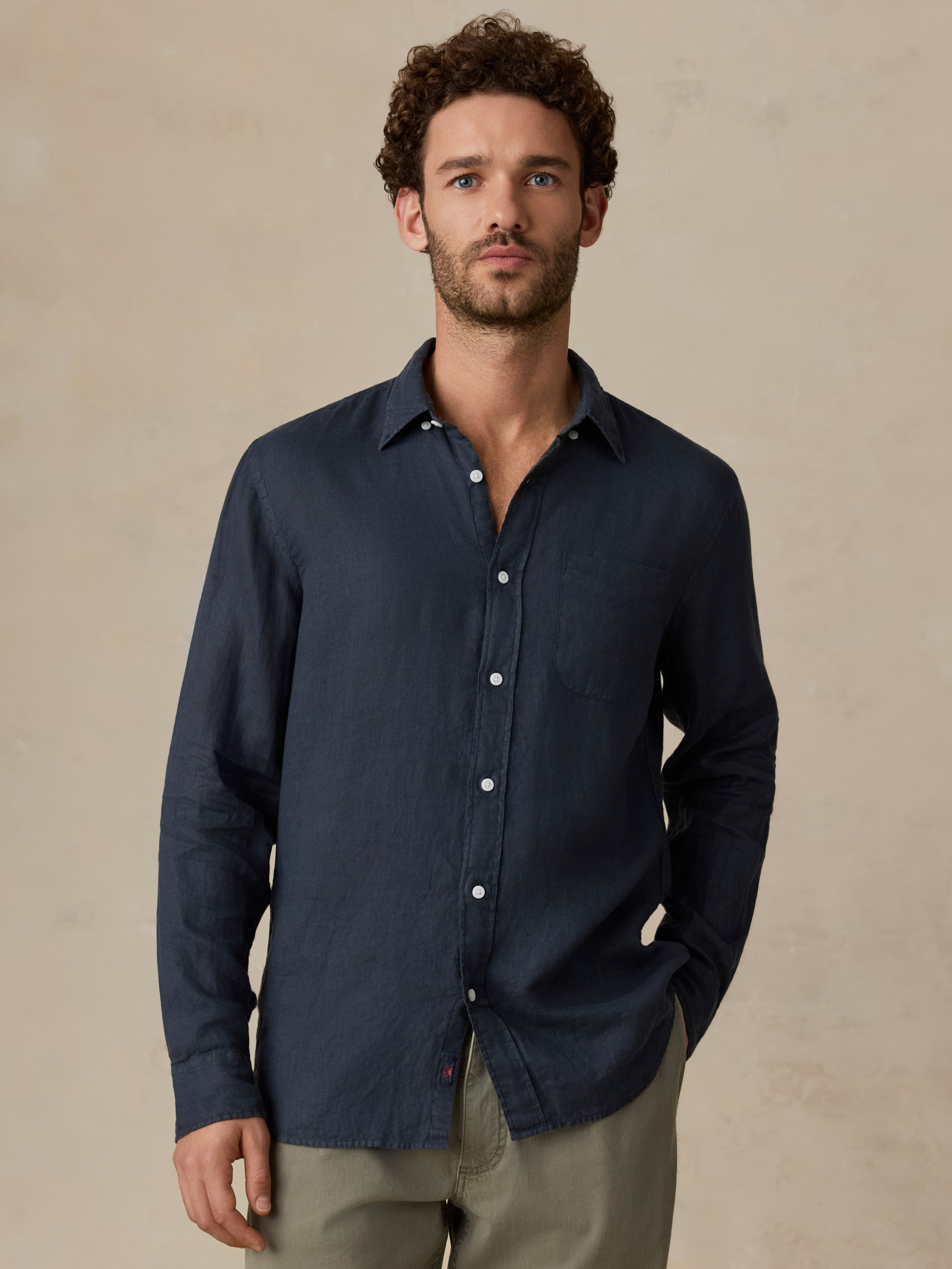 Sunwashed Linen Shirt - Navy Bay | Faherty Brand