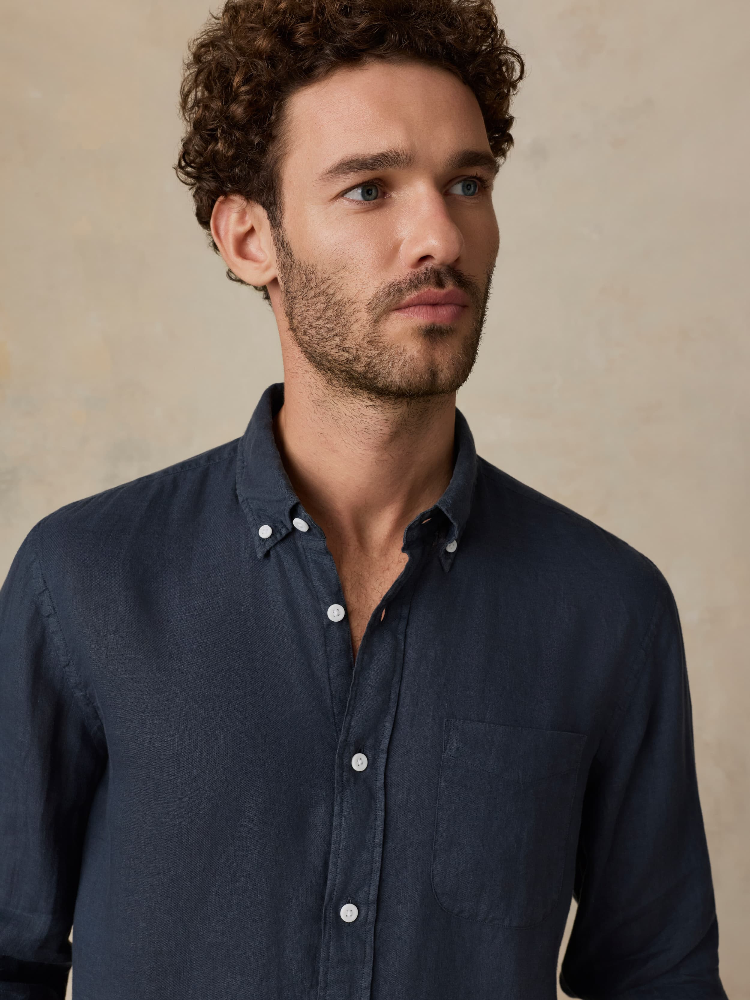 Sunwashed Linen Shirt - Navy Bay | Faherty Brand