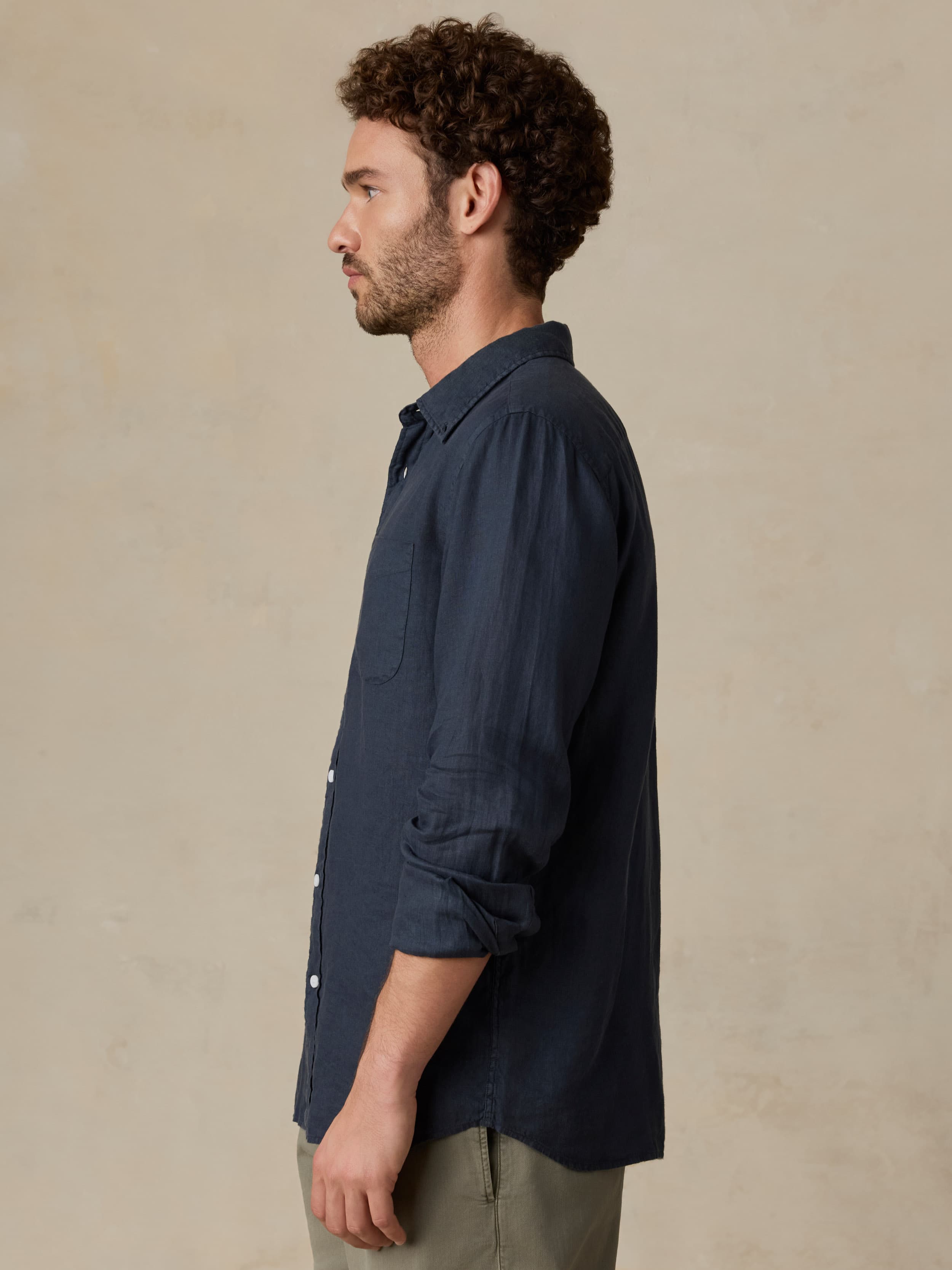 Sunwashed Linen Shirt - Navy Bay | Faherty Brand