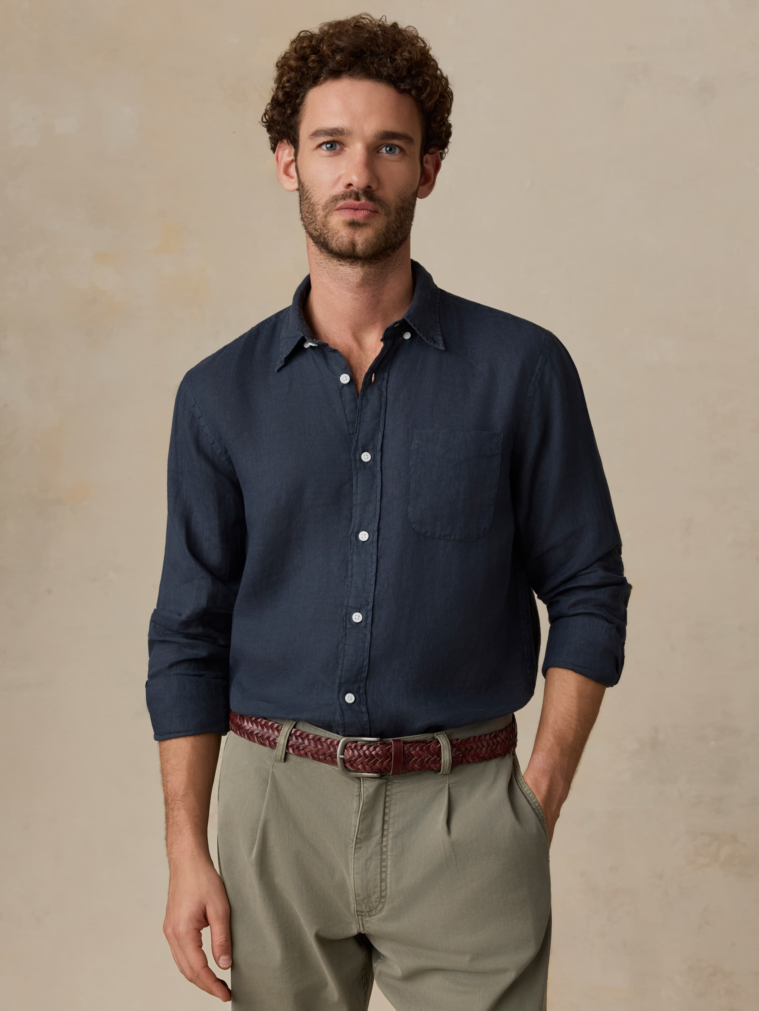 Sunwashed Linen Shirt - Navy Bay | Faherty Brand