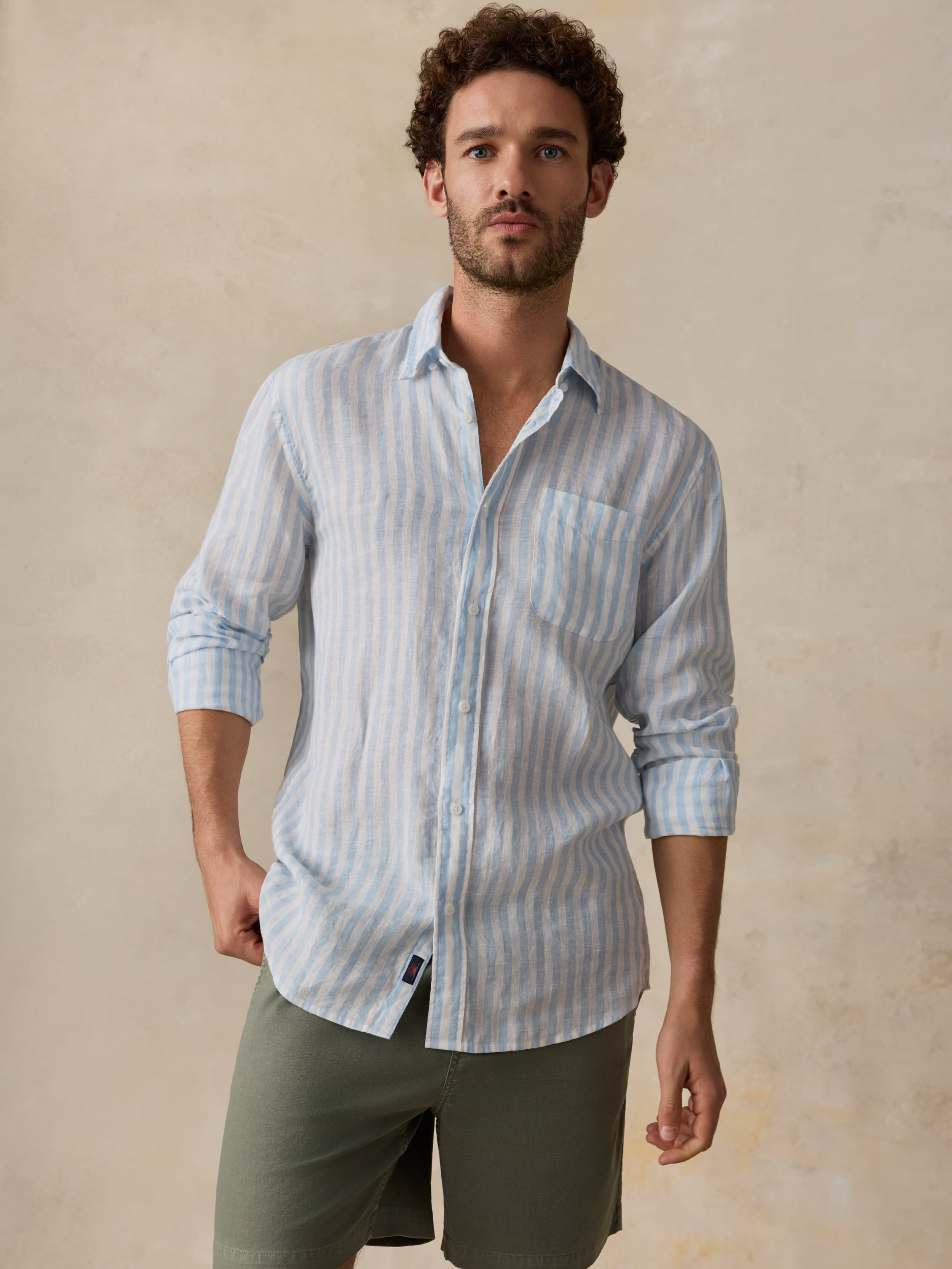 Sunwashed Linen Shirt - Blue Island Stripe | Faherty Brand