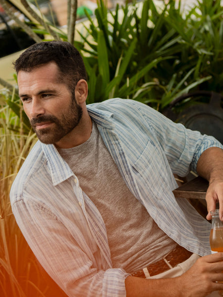 Double Gauze Shirt - Indigo Sky Stripe | Faherty Brand