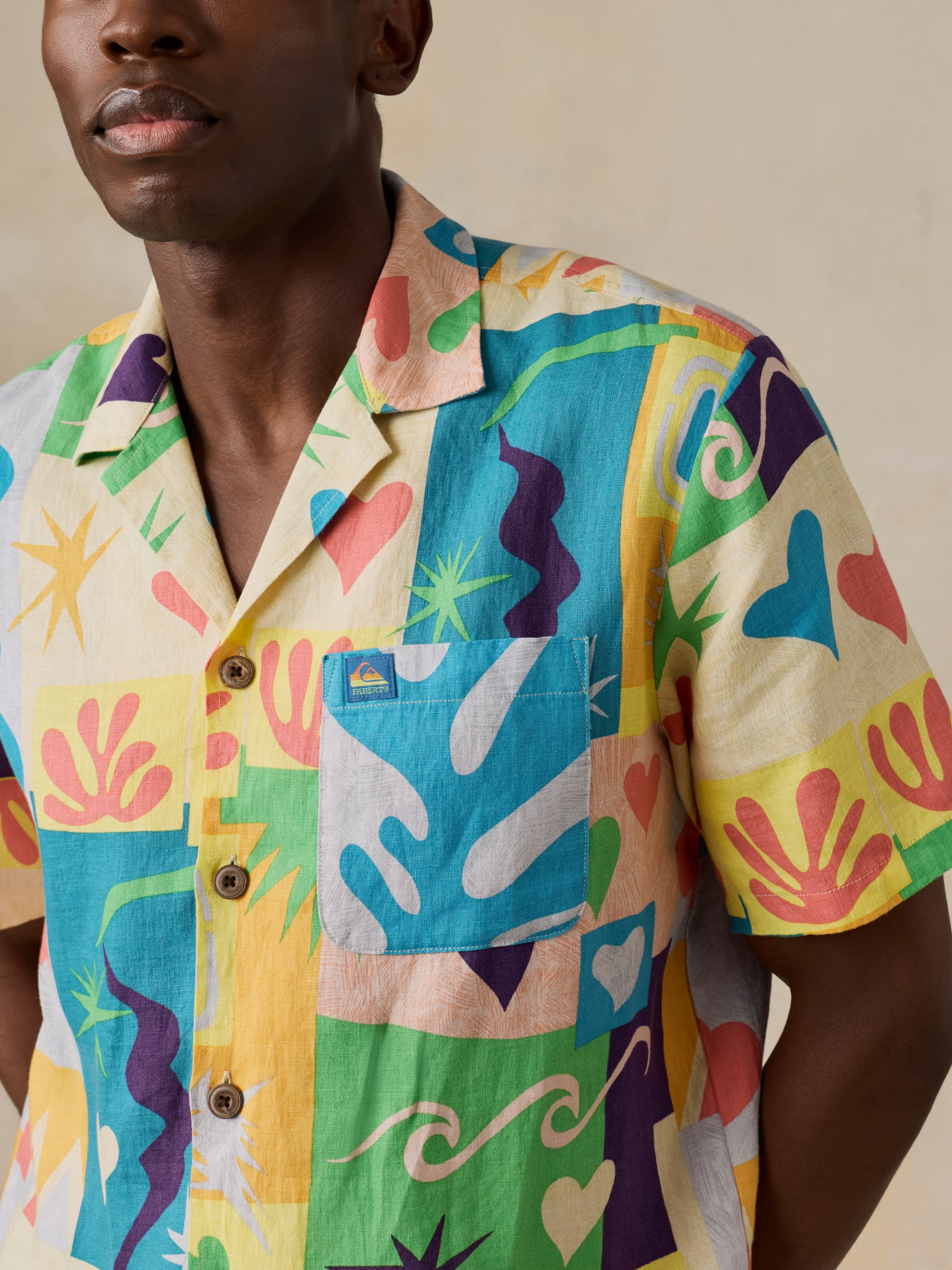 Faherty x Quiksilver Short-Sleeve Camp Shirt - Sunshine Coast Tile - XS Faherty x Quiksilver Short-Sleeve Camp Shirt - Sunshine Coast Tile - XS