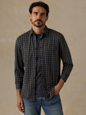 Coastline Knit Shirt - Charcoal Sage Check