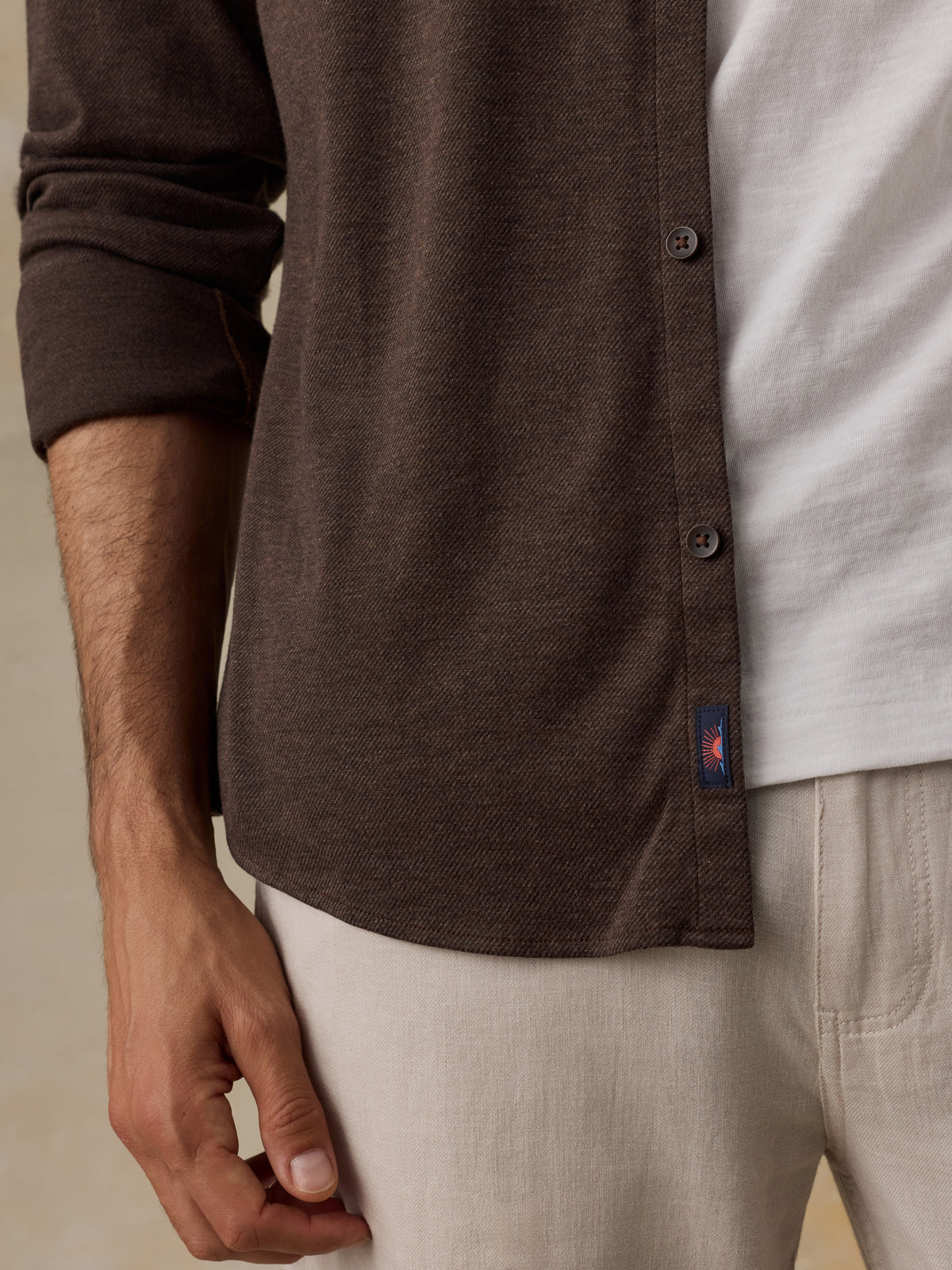 Coastline Knit Shirt - Brown Road Twill | Faherty Brand