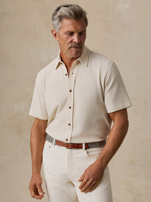 Short-Sleeve Waffle Knit Shirt - Whitecap