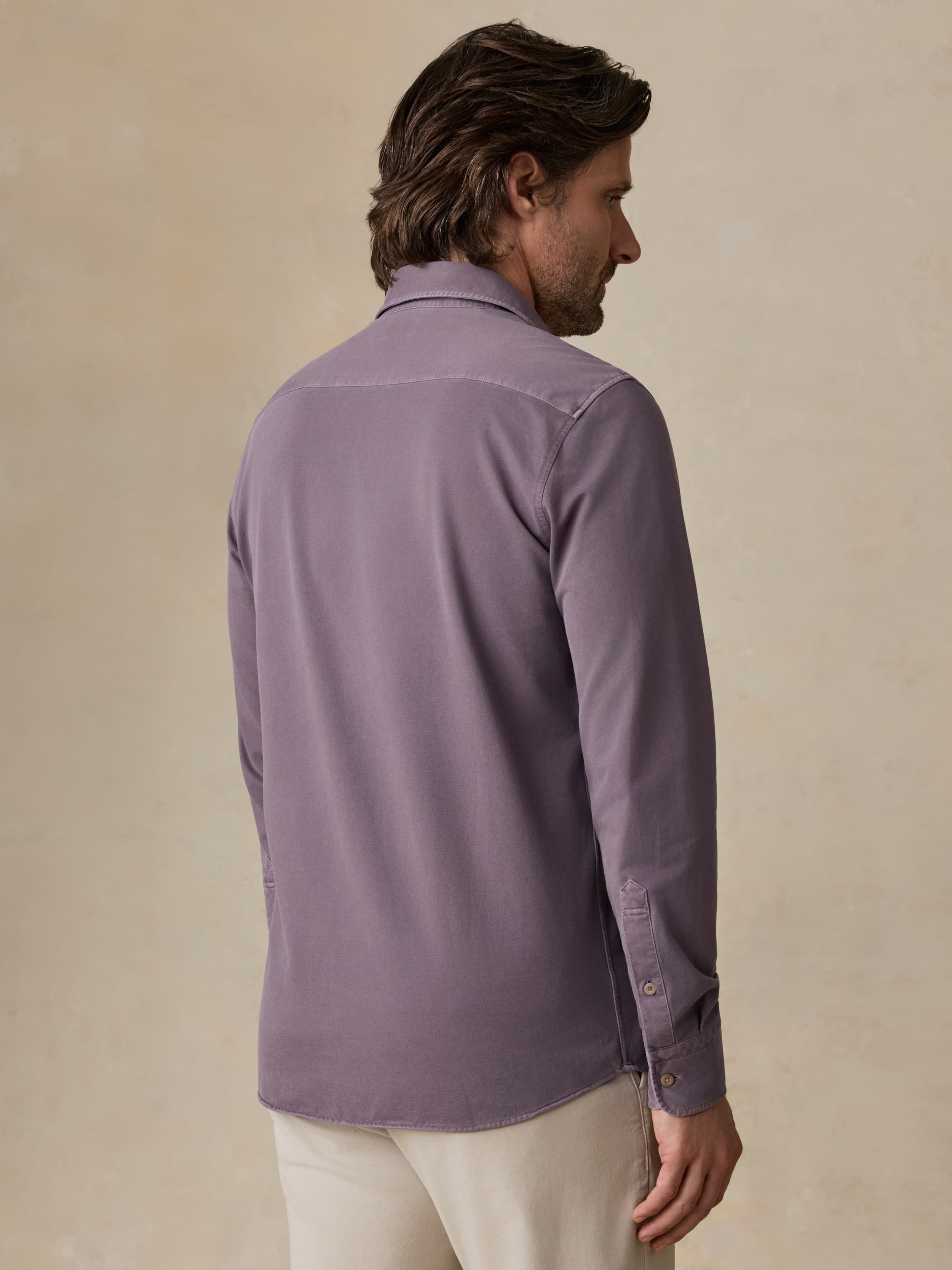 purple dress shirt with khaki pants 9 Purple Shirt Matching Pant Ideas For Men To Look Stylish