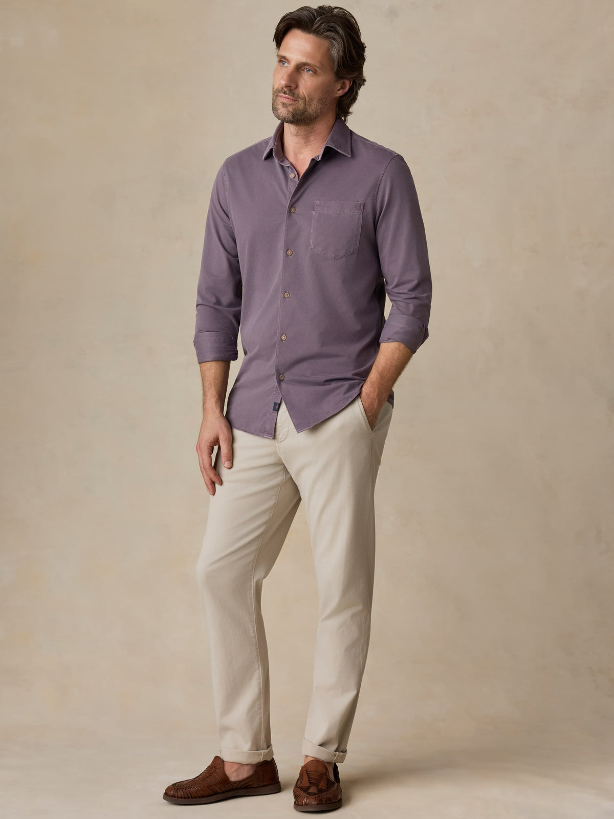 purple dress shirt khaki pants Purple Brushed Cotton Shirt