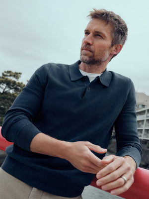 Lightweight Sunwashed Sweater Polo - Blue Nights