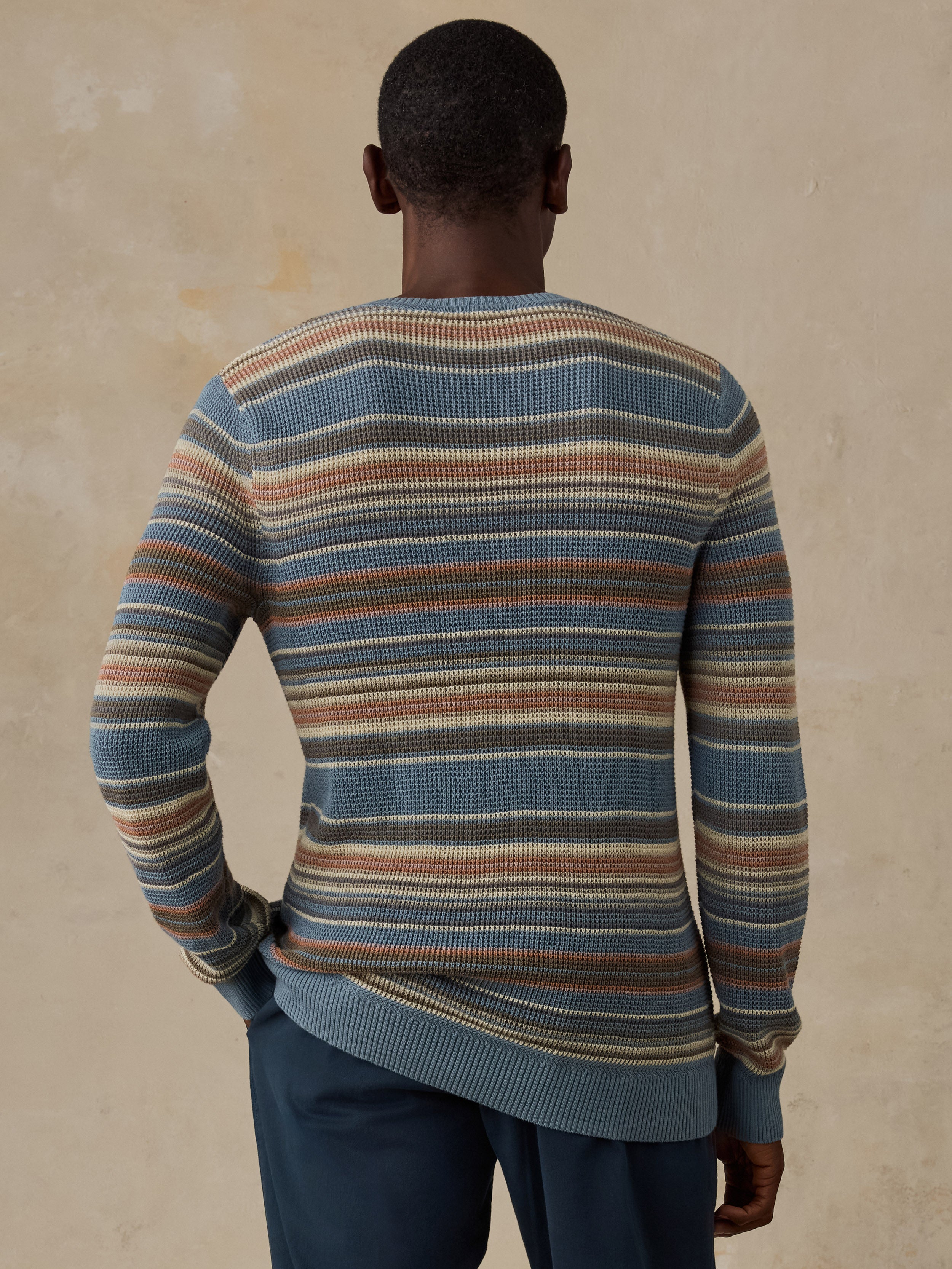 Sunwashed Crewneck Sweater - Teal Sands Stripe | Faherty Brand