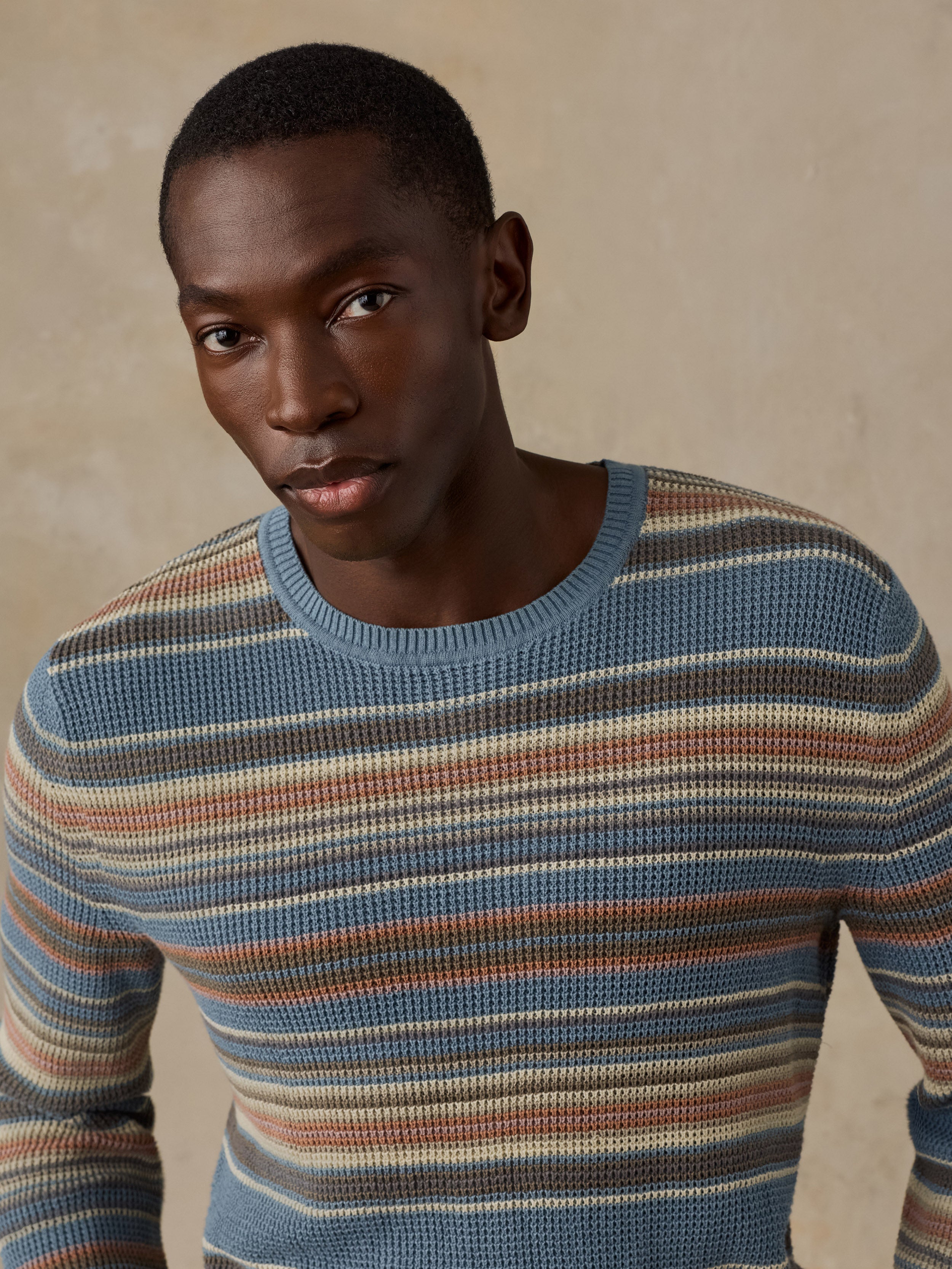 Sunwashed Crewneck Sweater - Teal Sands Stripe | Faherty Brand