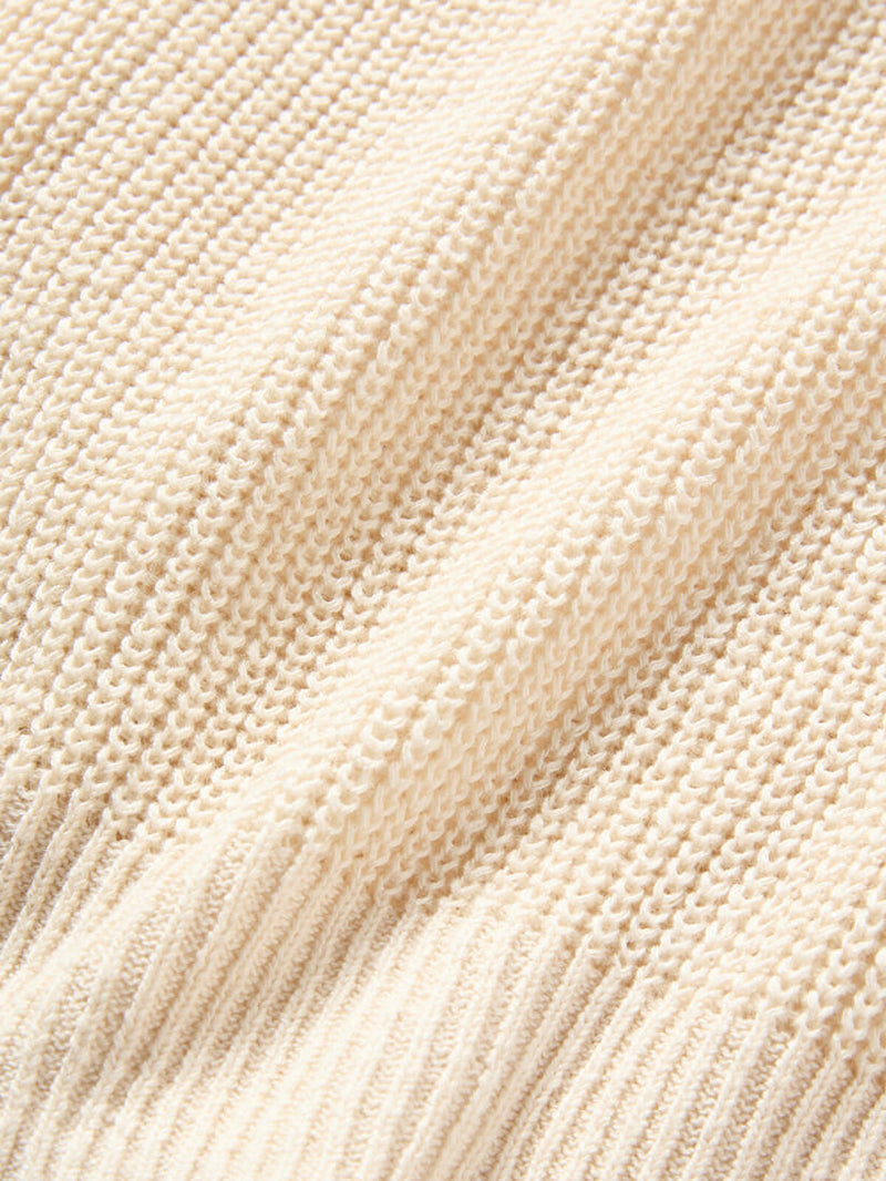 close up of mirarmar linen sweater fabric texture