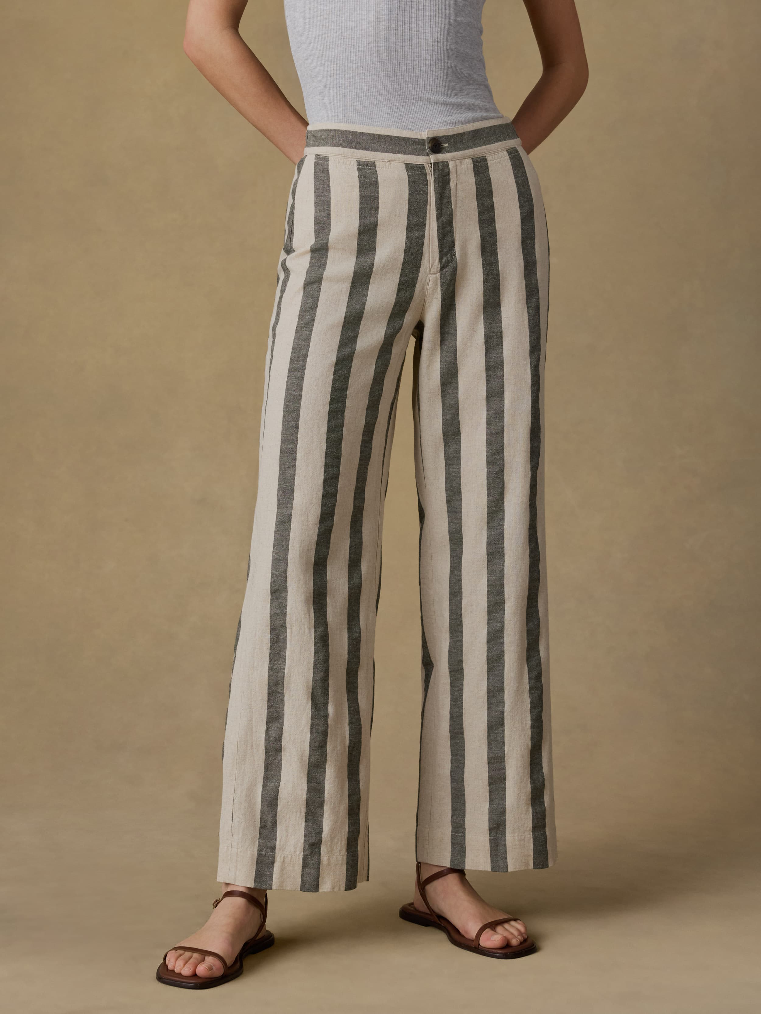 Sun Strider Cotton Linen Pant - Pine Bay Stripe | Faherty Brand