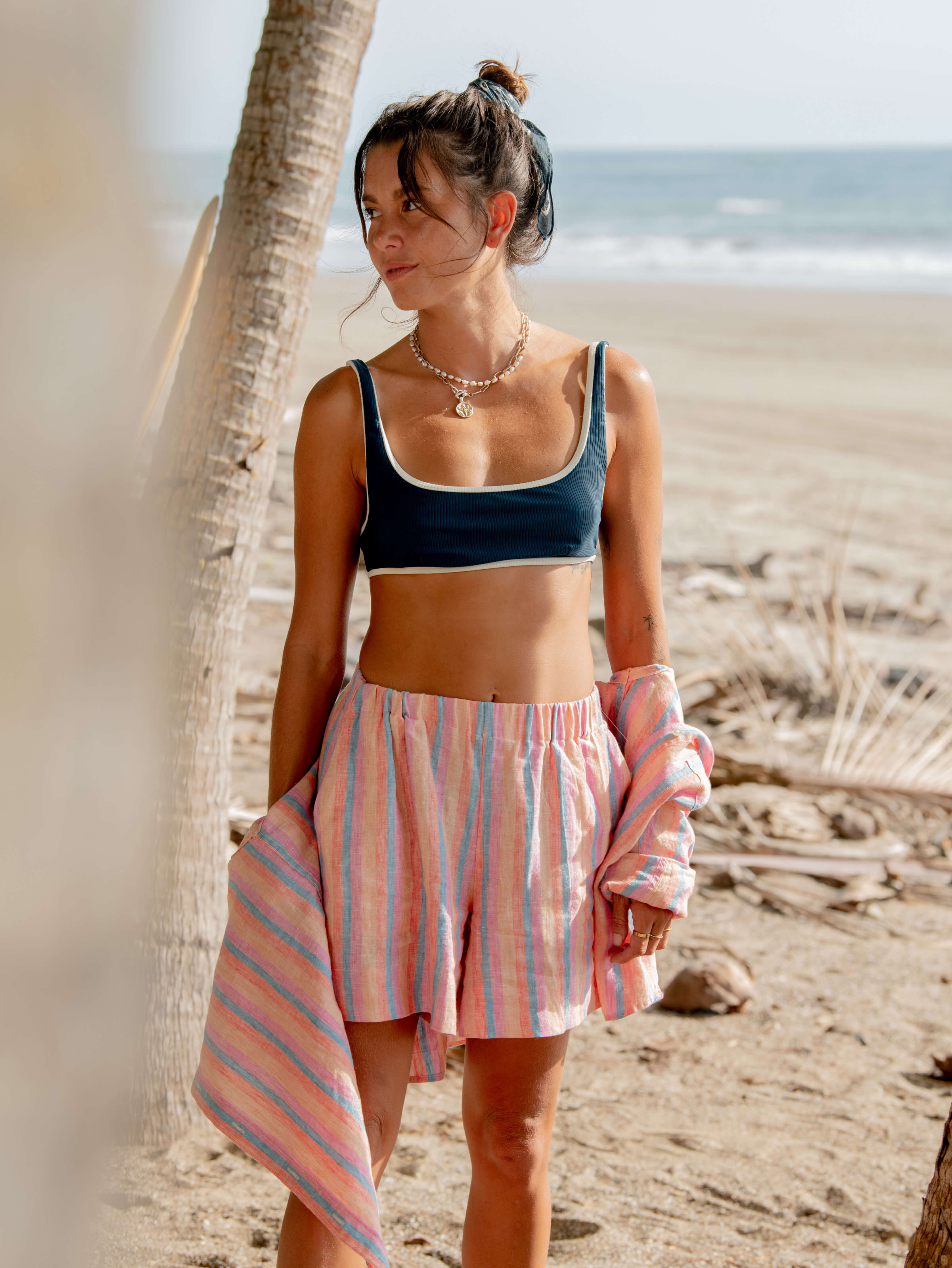 Laguna Linen Bayview Short - Cabana Multi Stripe