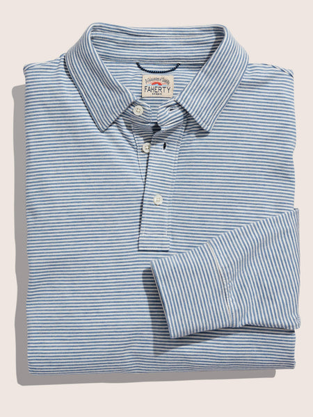 與真司郎 446-Stripe Long Sleeve Polo Shirt SP23-faherty-mens-MKC0114-MES-