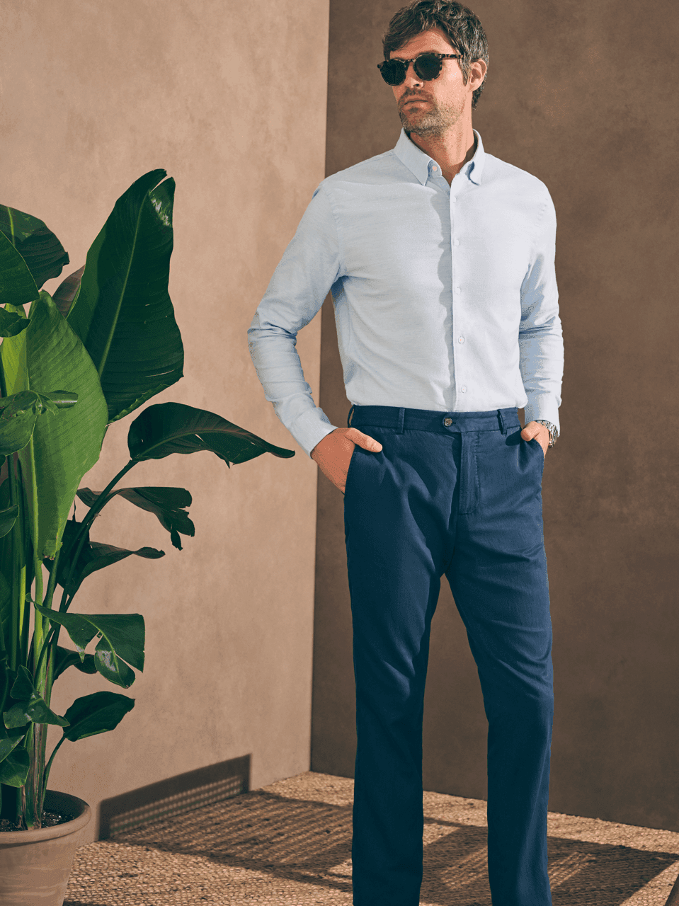 Reserve Stretch Dress Shirt - Light Blue Melange