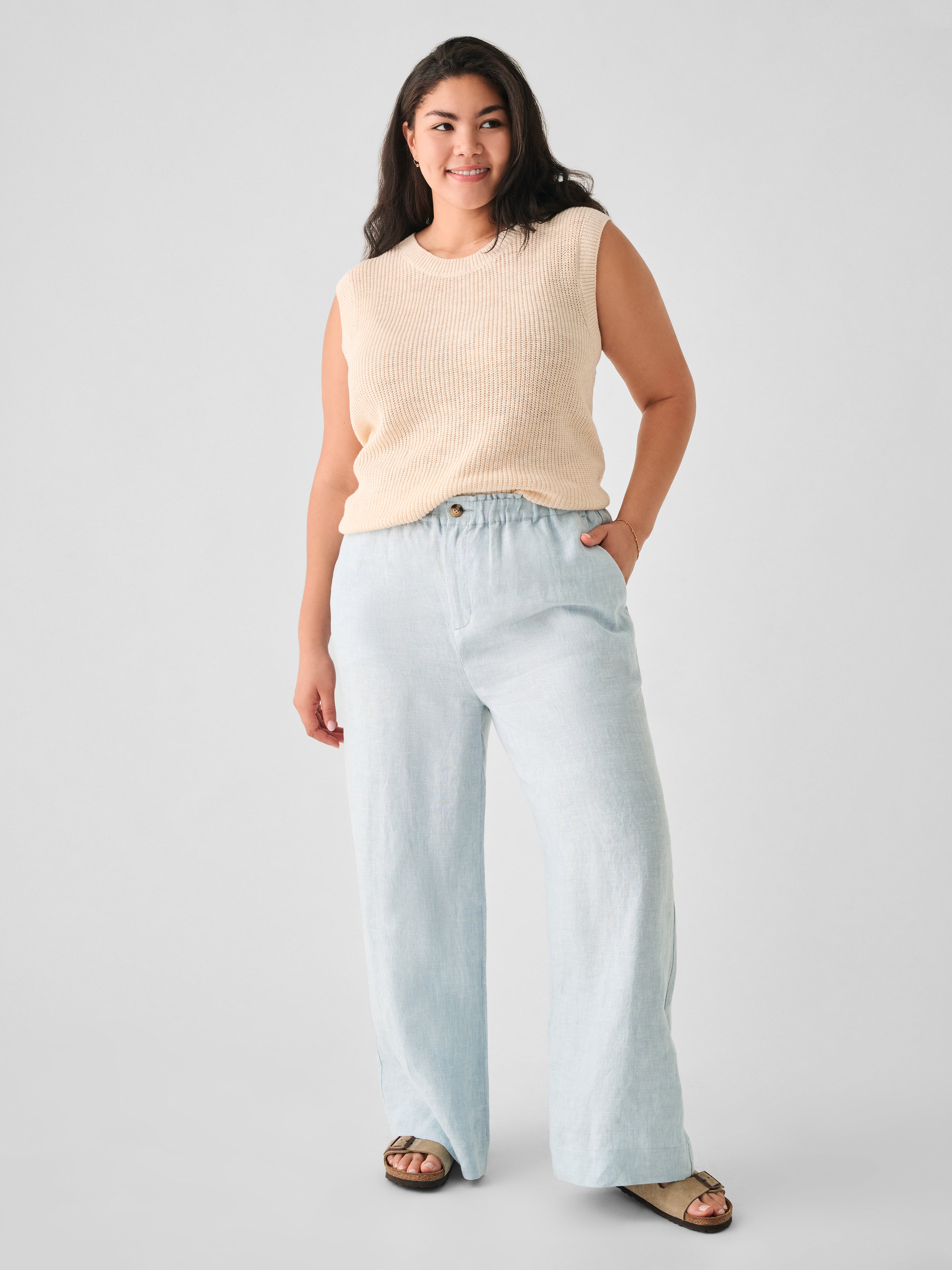 Monterey Linen Pant - Light Blue | Faherty Brand