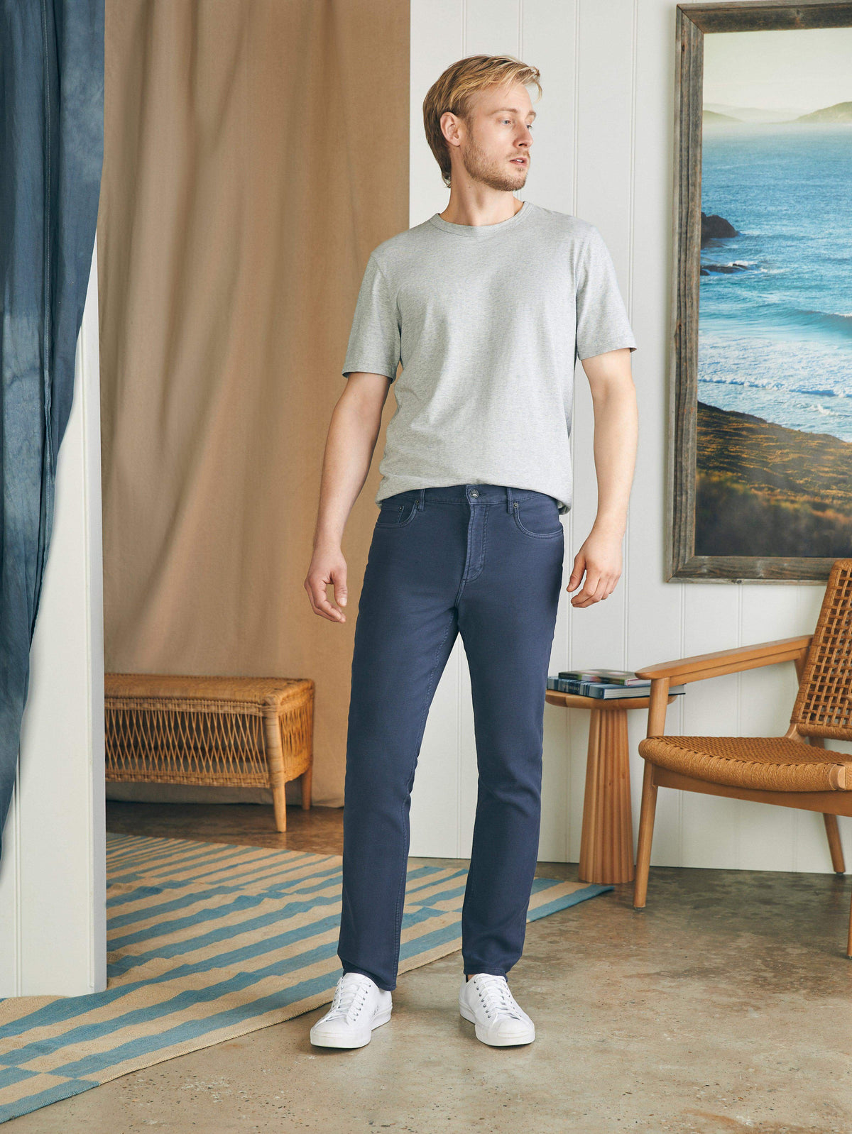 Stretch Terry 5-Pocket - Navy, image 2 of 5