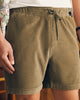 Close up image of Italian Knit Cord shorts in Olive.