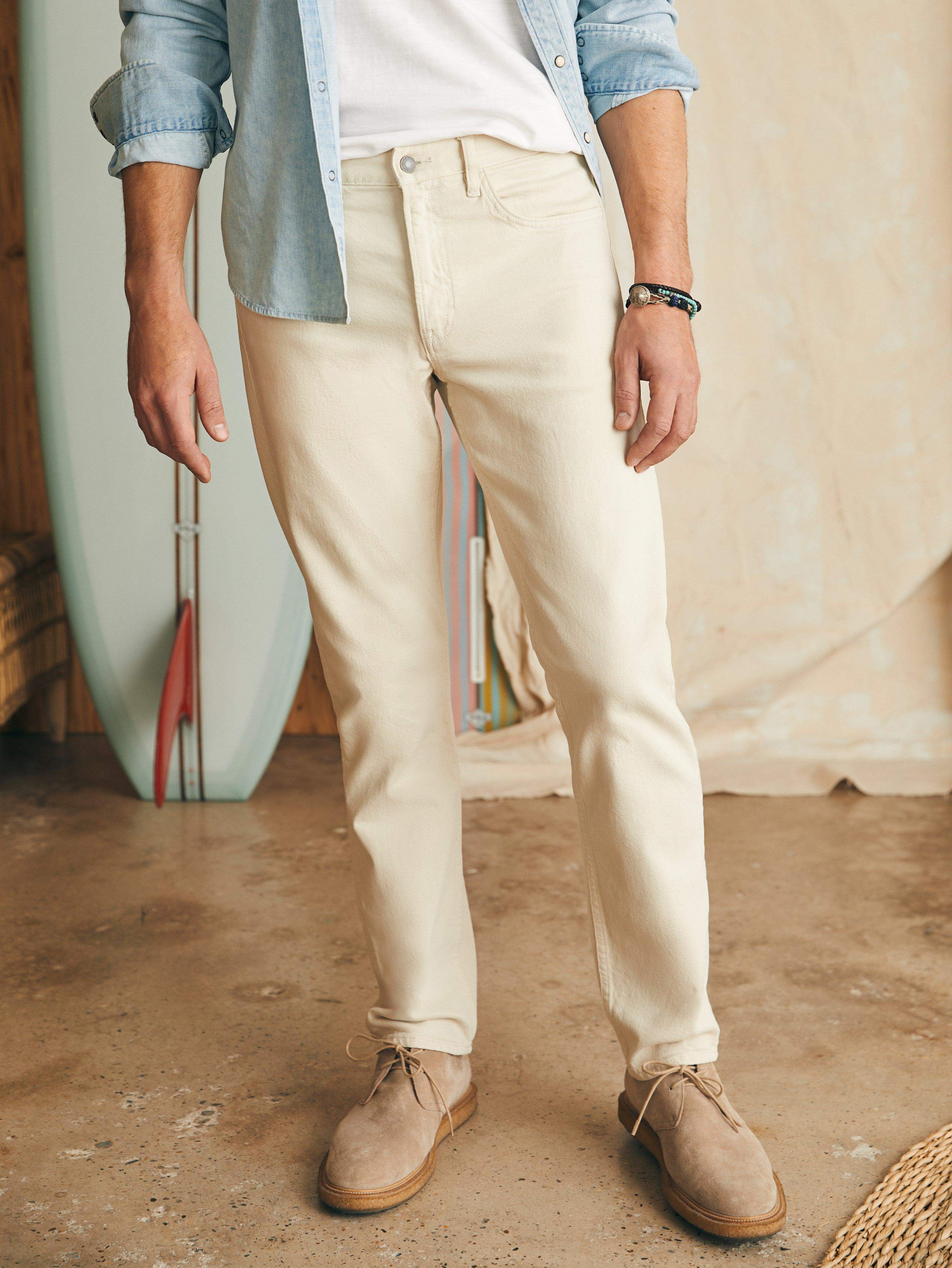 Slim Straight Denim (32") - Stone | Faherty Brand