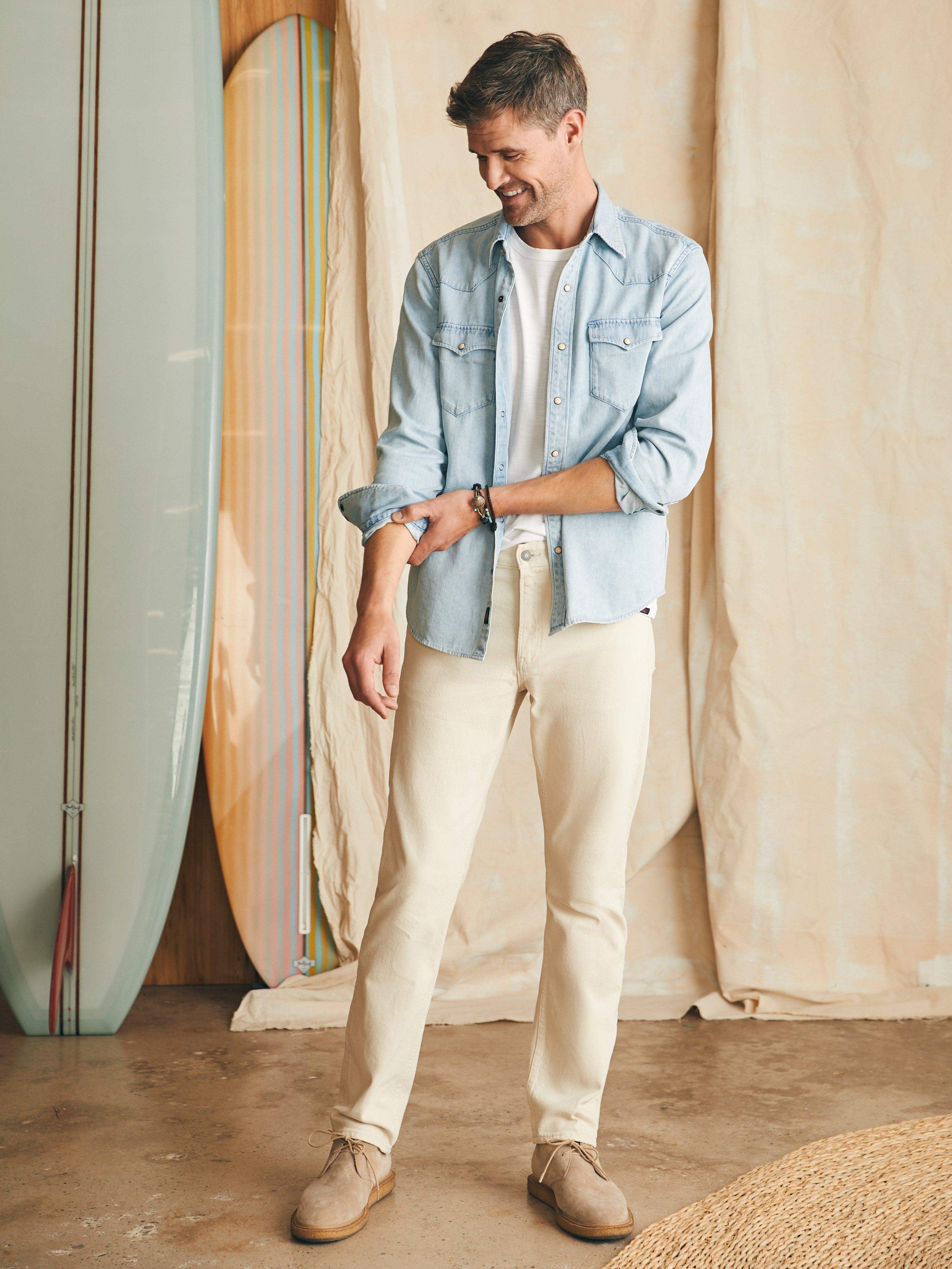 Organic Cotton Slim Straight Denim - Stone