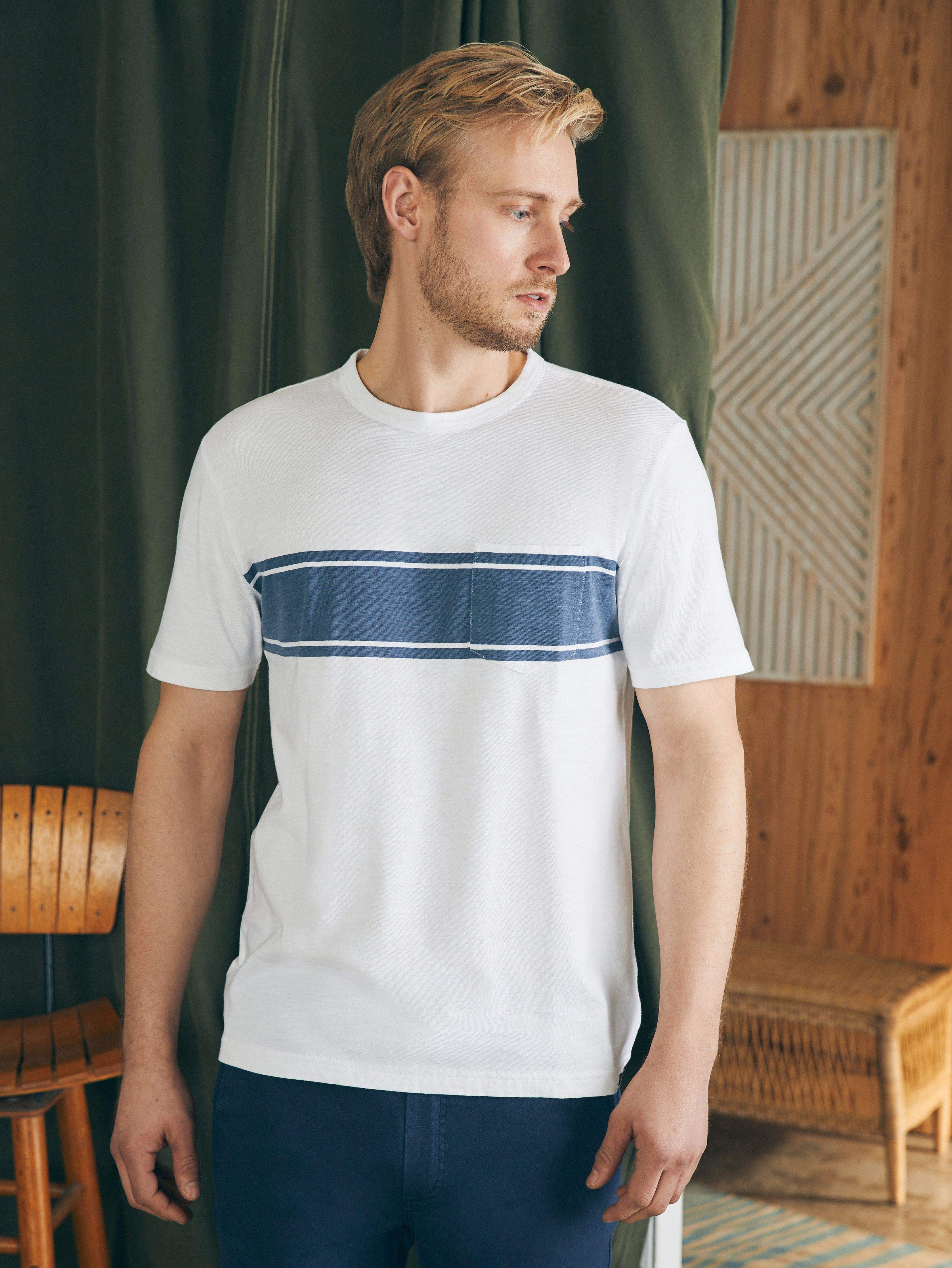 Surf Stripe Sunwashed Tee (Tall) - White