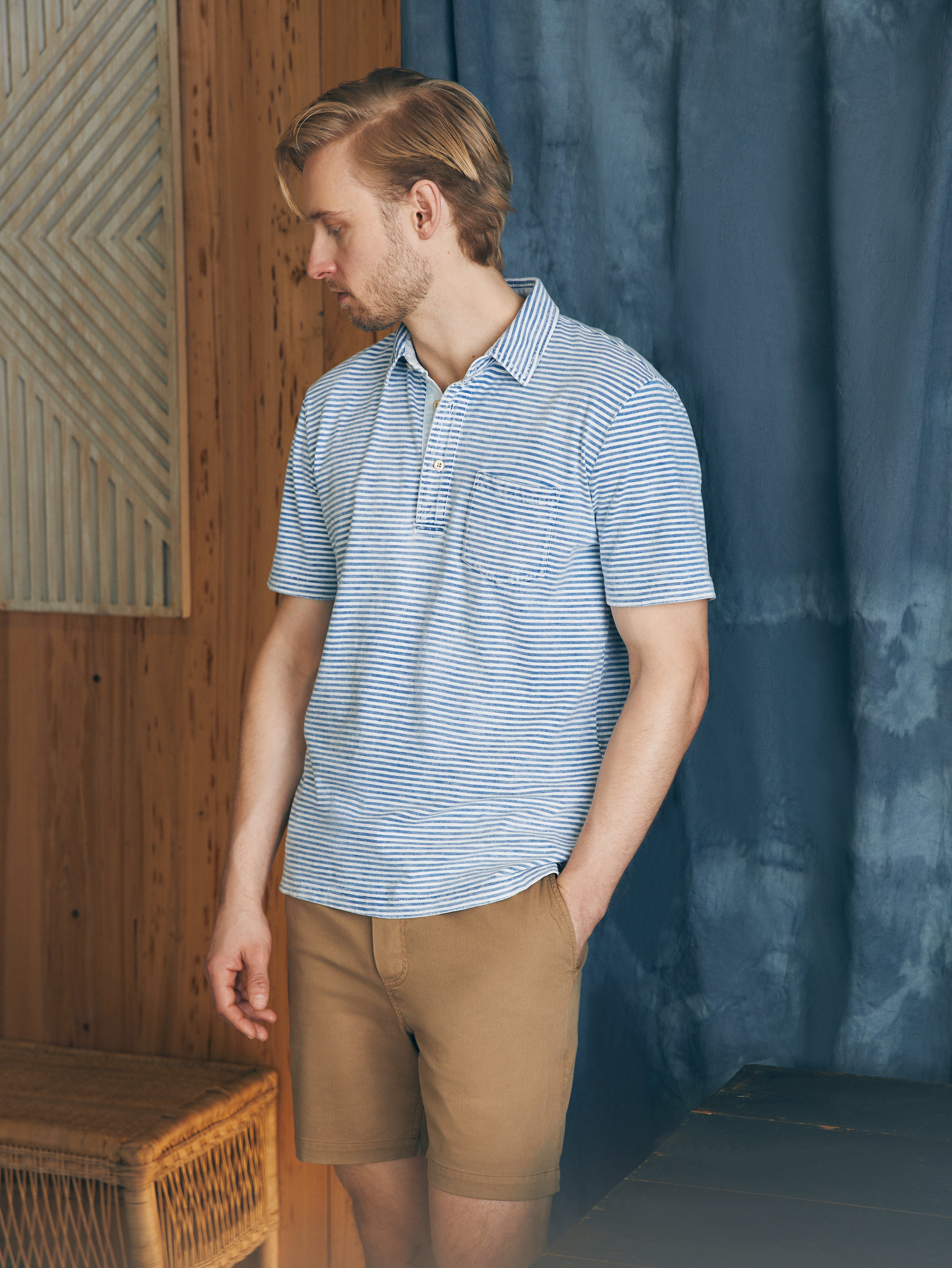 Short-Sleeve Indigo Polo Shirt