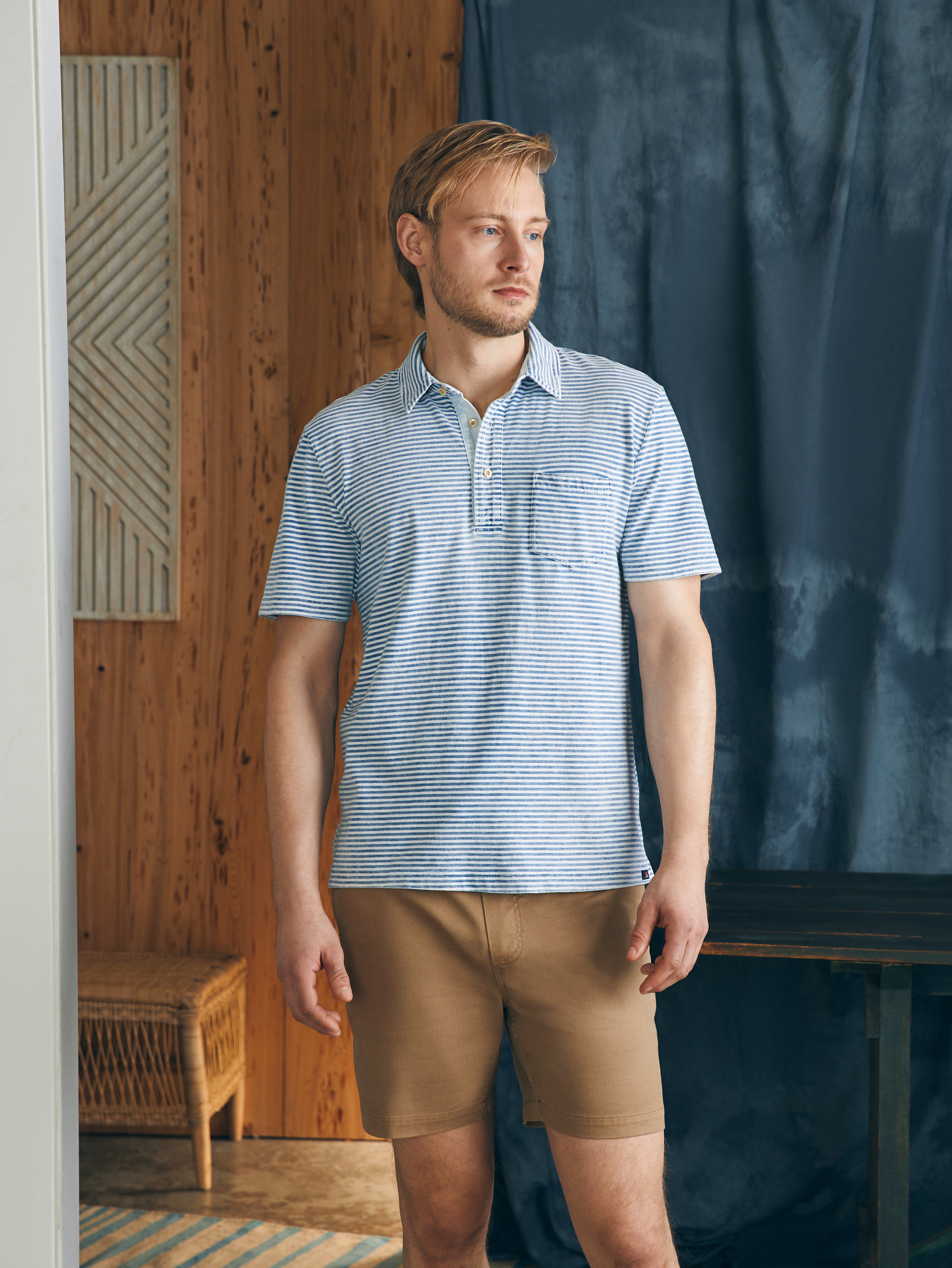 Short-Sleeve Indigo Polo Shirt