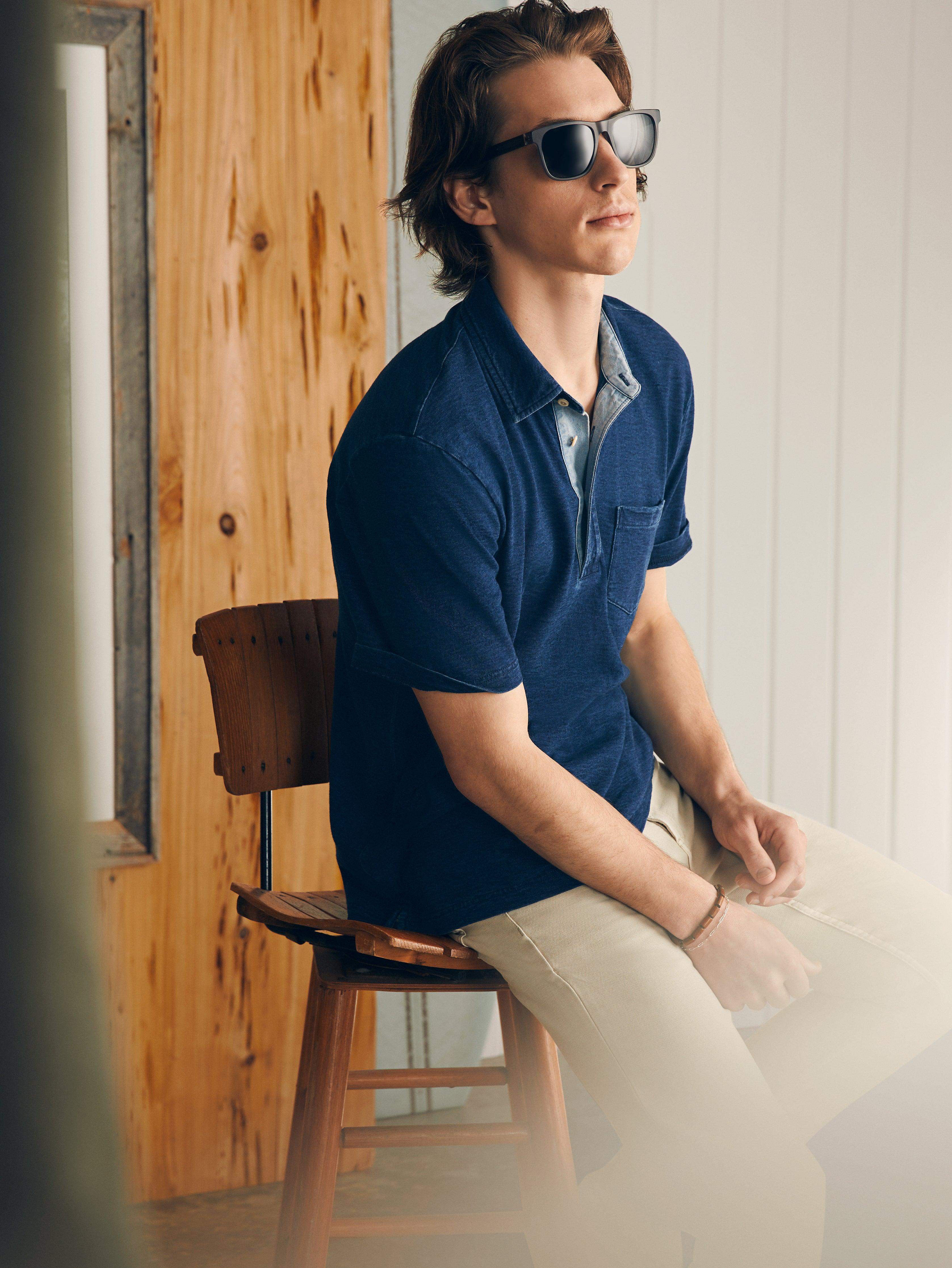 Short-Sleeve Indigo Polo Shirt