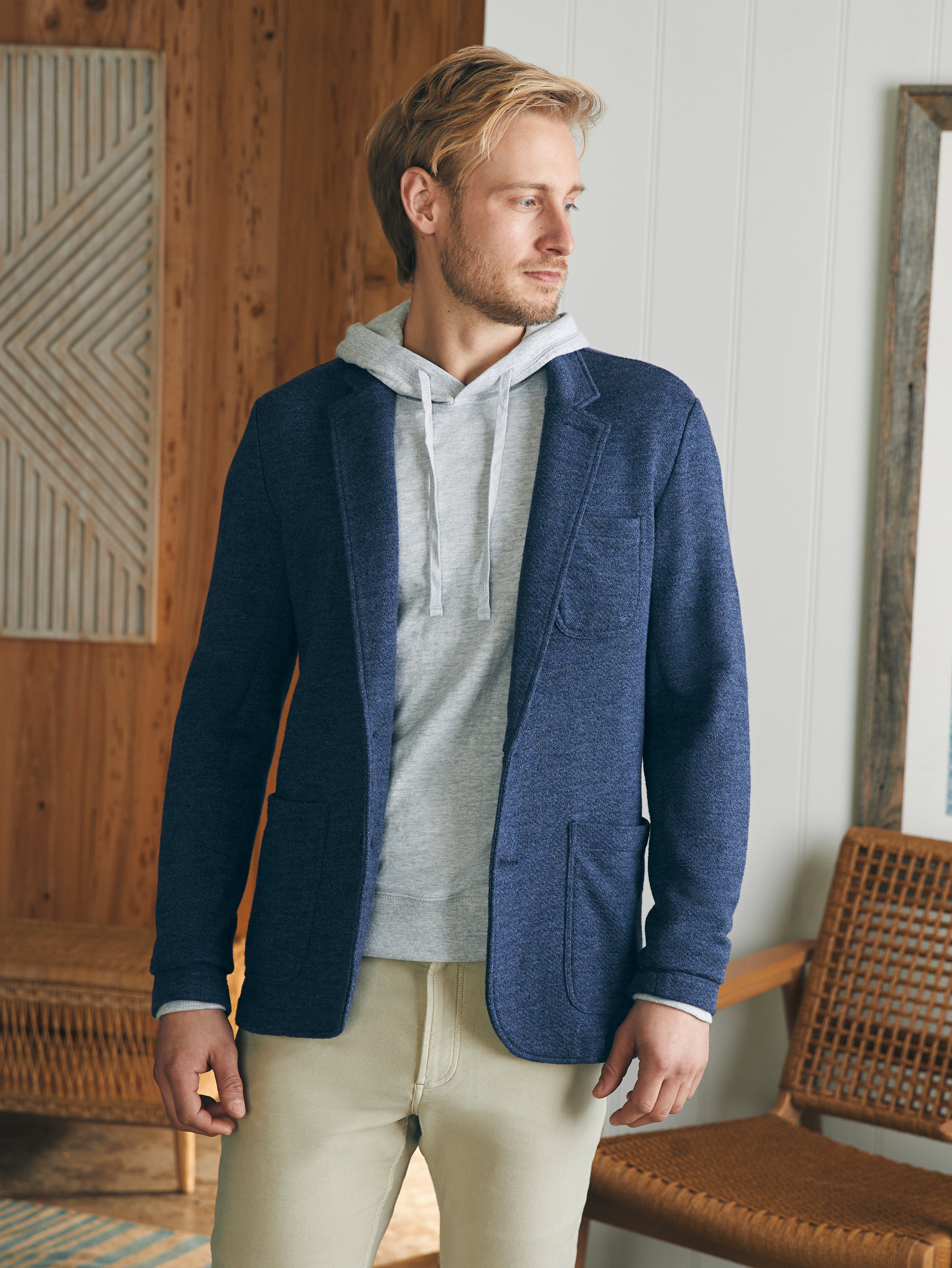 Inlet Knit Blazer - Deep Navy Melange