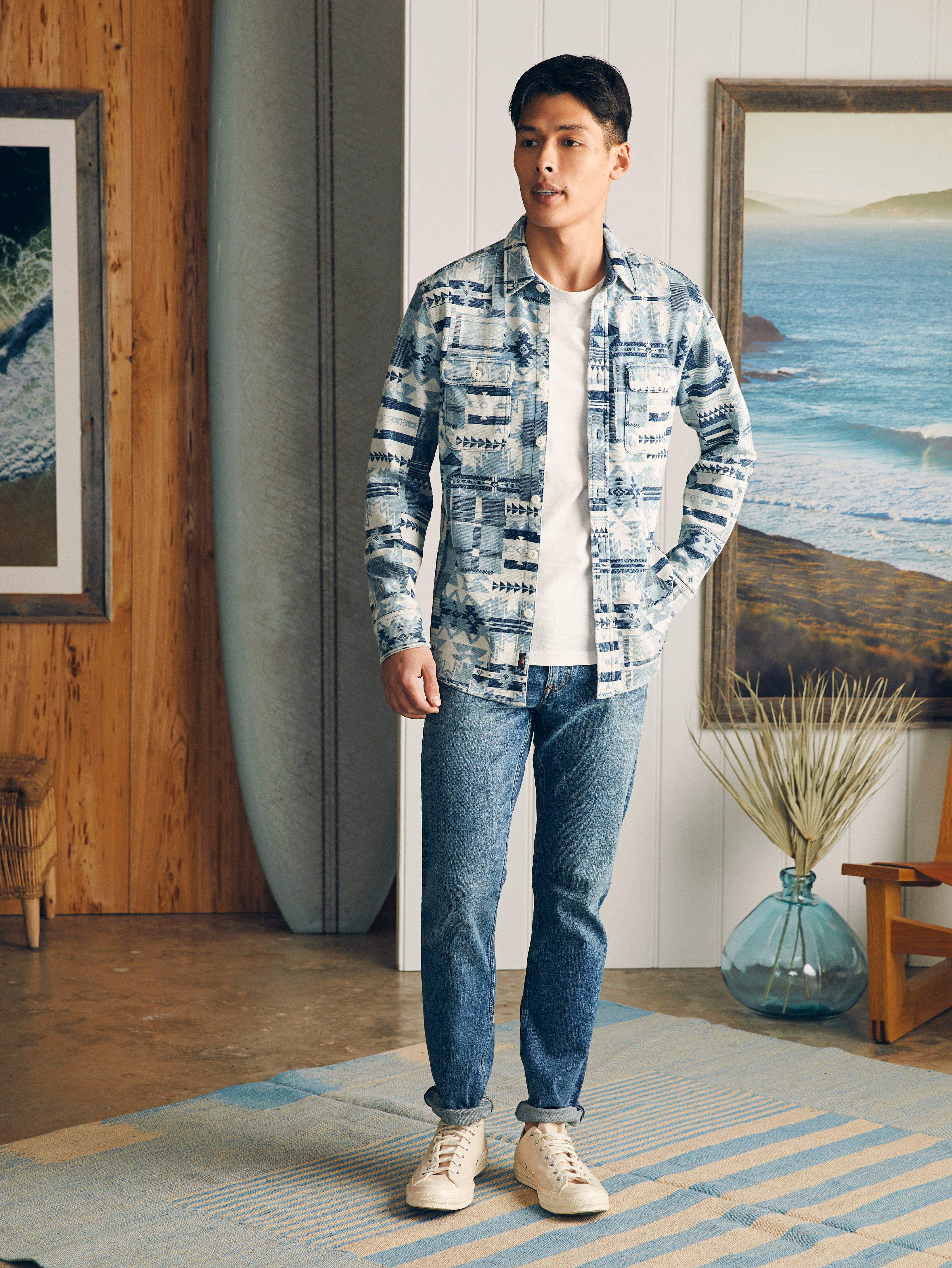 Doug Good Feather Knit Shirt Jacket - Indigo Lakes Jacquard