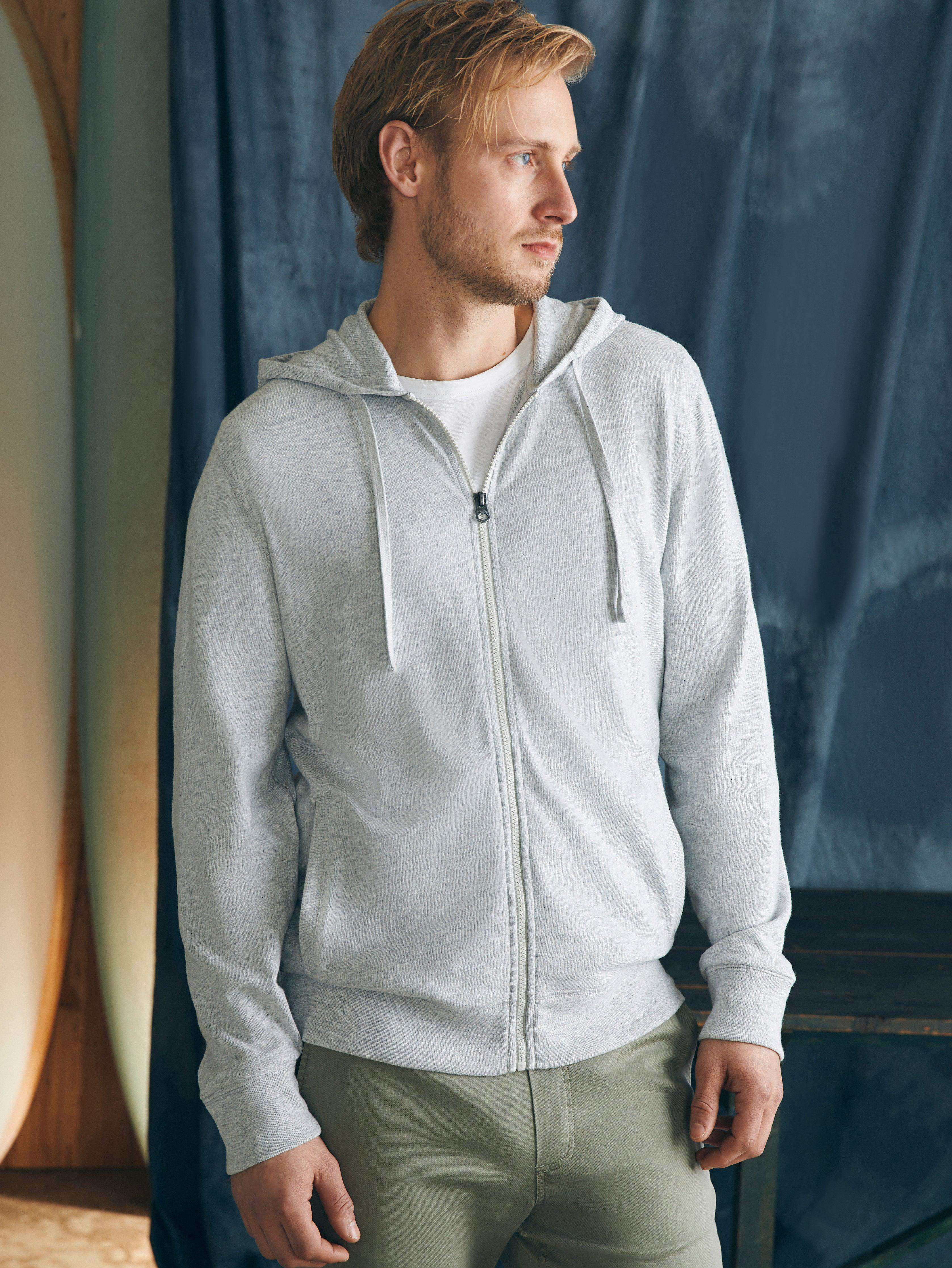 Sunwashed Slub Zip Hoodie Light Grey Heather Faherty Brand