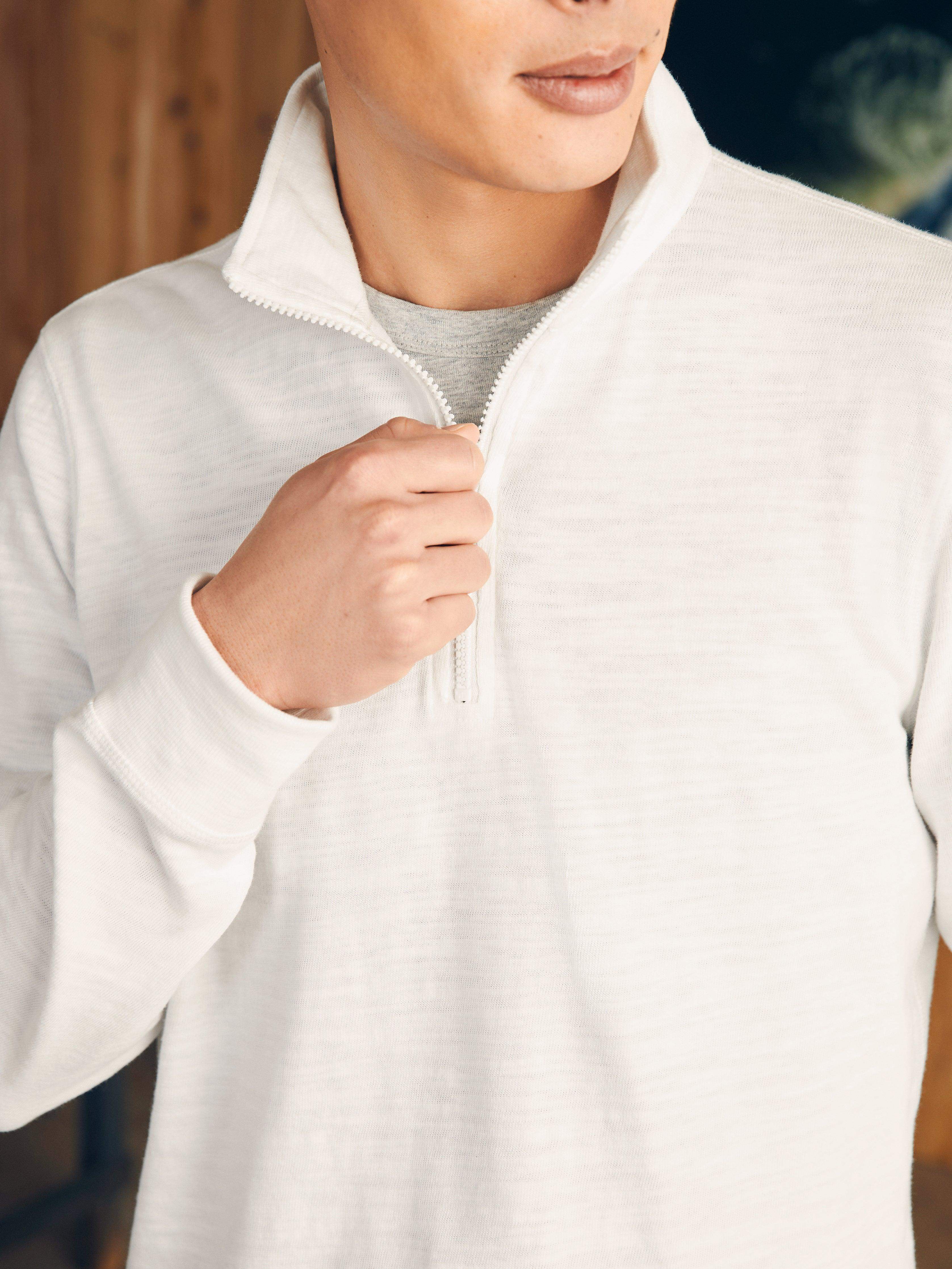 Sunwashed Slub Quarter Zip - White