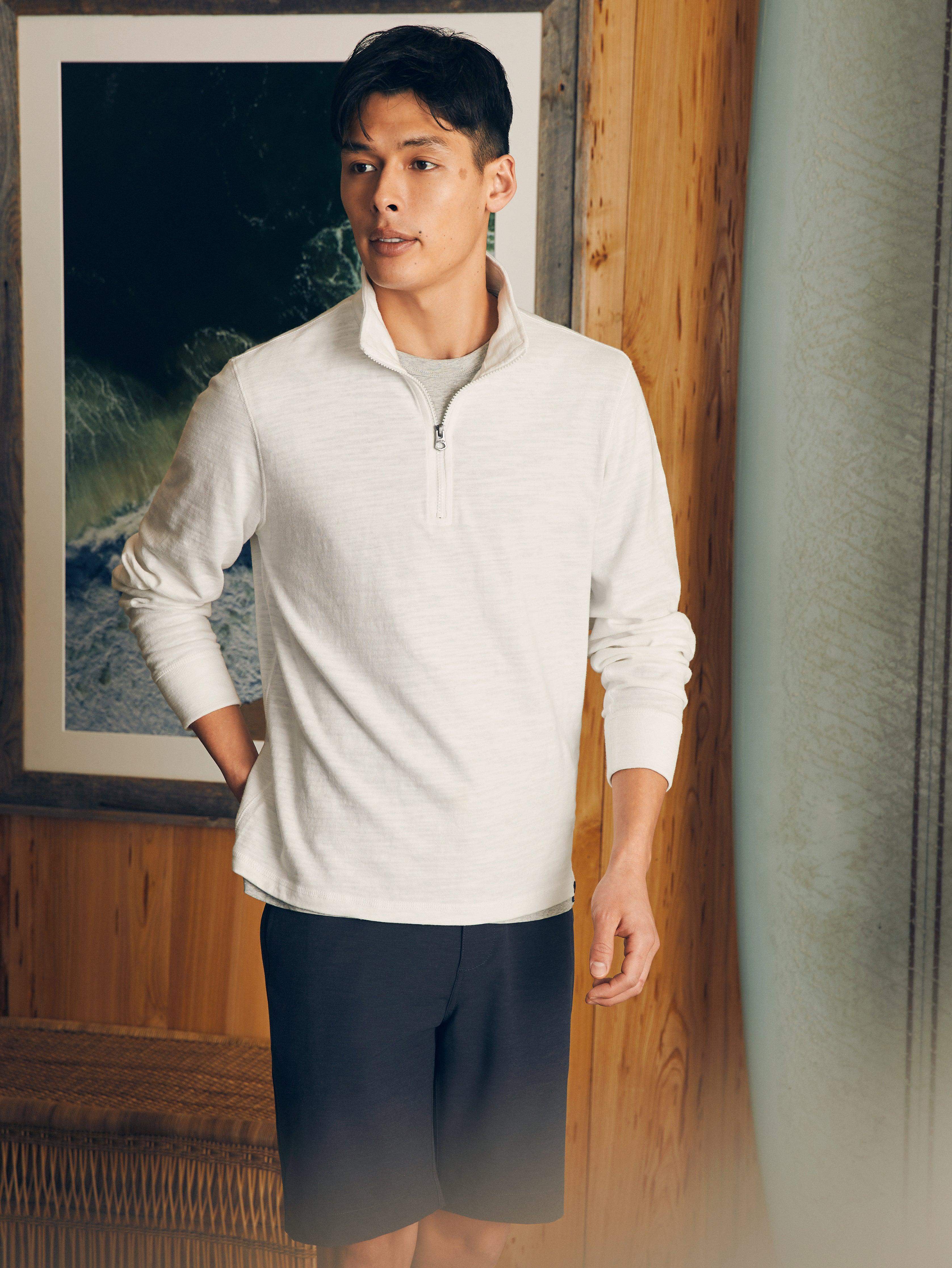 Sunwashed Slub Quarter Zip - White