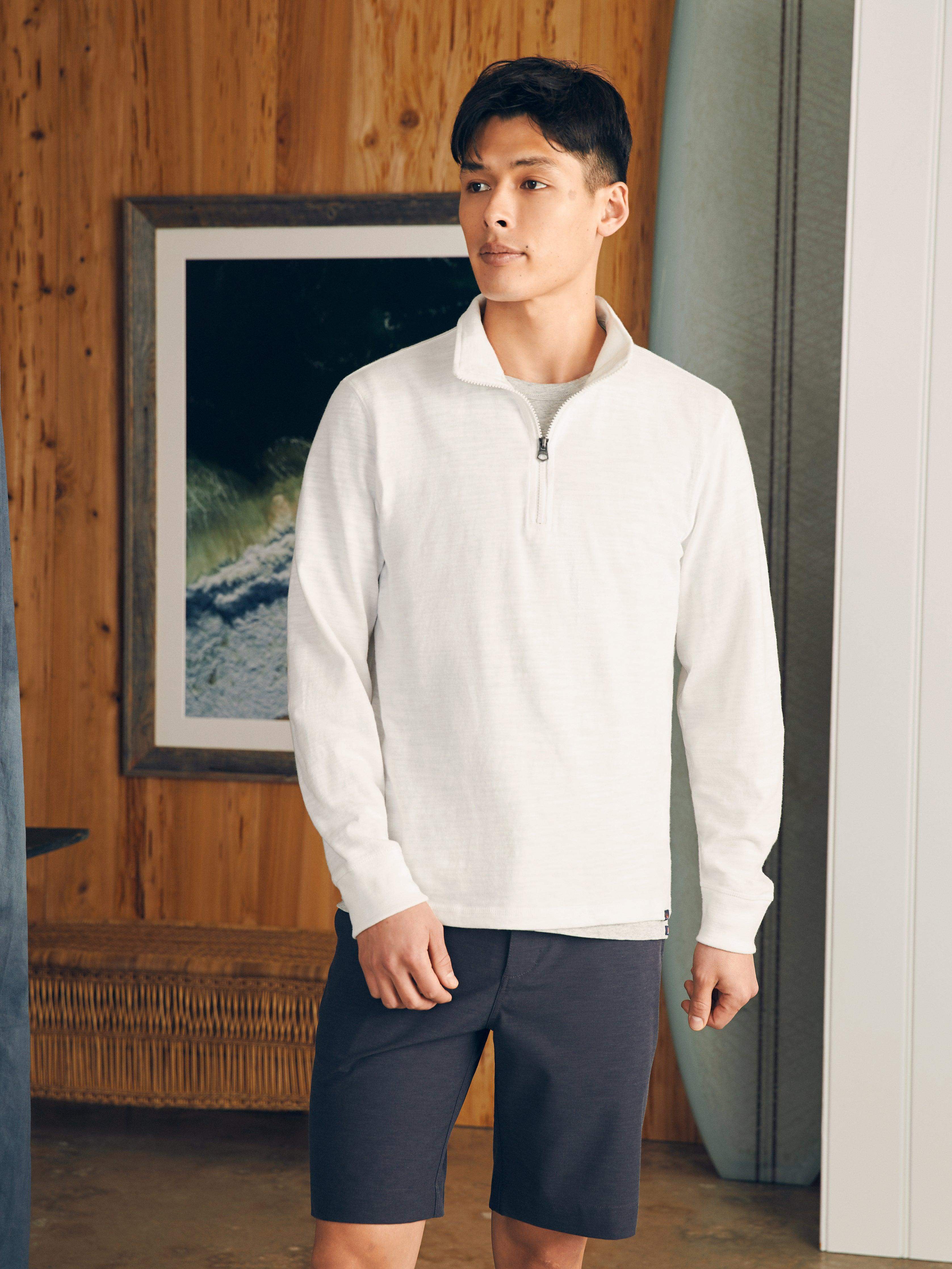 Sunwashed Slub Quarter Zip - White