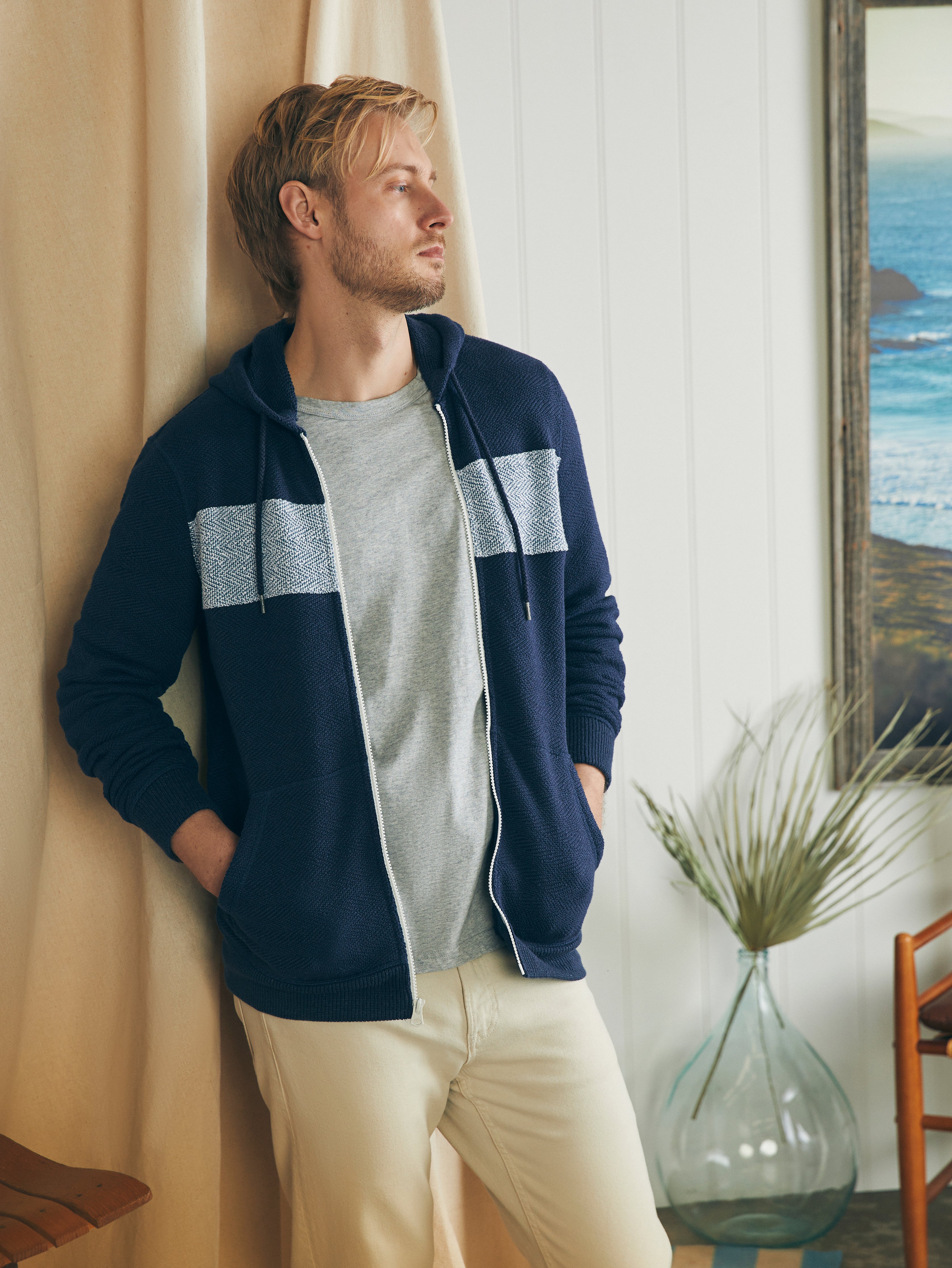 Whitewater Full Zip Hoodie - Blue Nights Surf Stripe