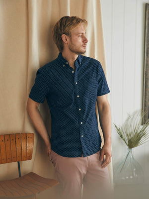 Short-Sleeve Stretch Playa Shirt (Tall) - Midnight Fish Scale