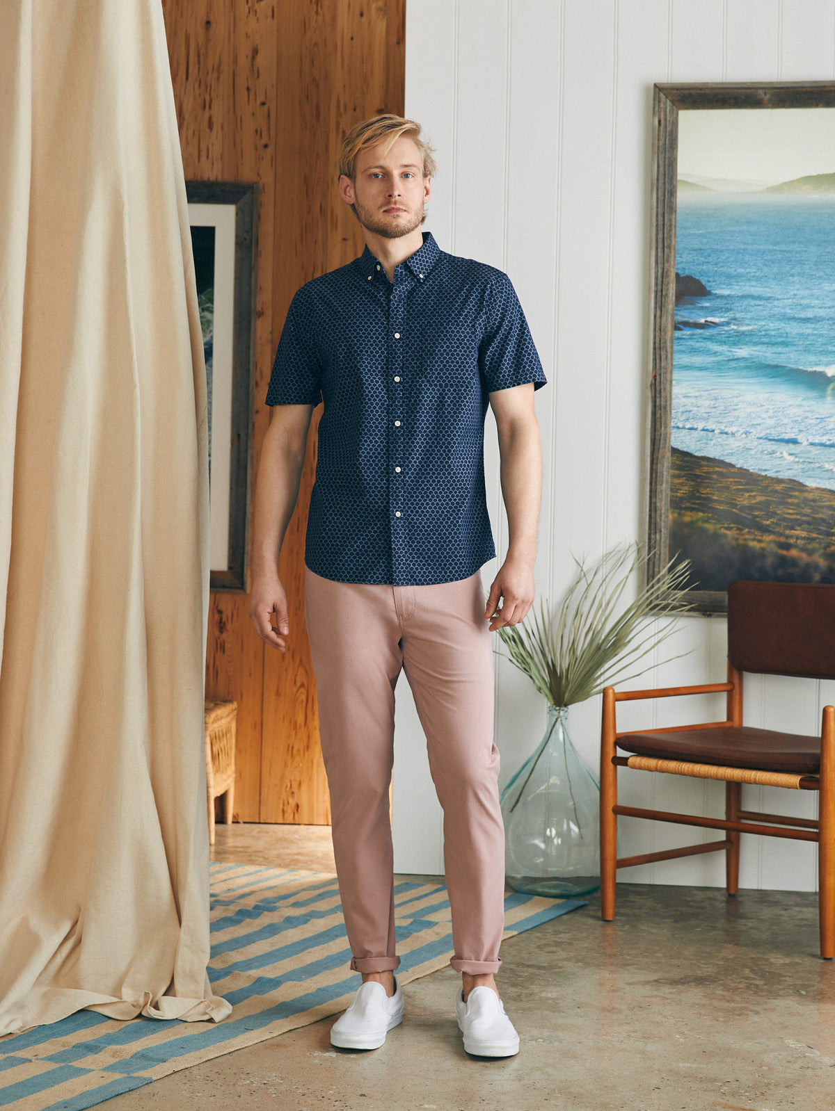 Short-Sleeve Stretch Playa Shirt - Midnight Fish Scale, image 4 of 5