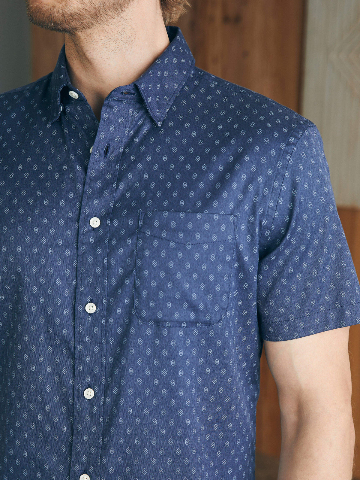 Short-Sleeve Movement Shirt (Tall) - Navy Dusk Diamond Print, image 4 of 7