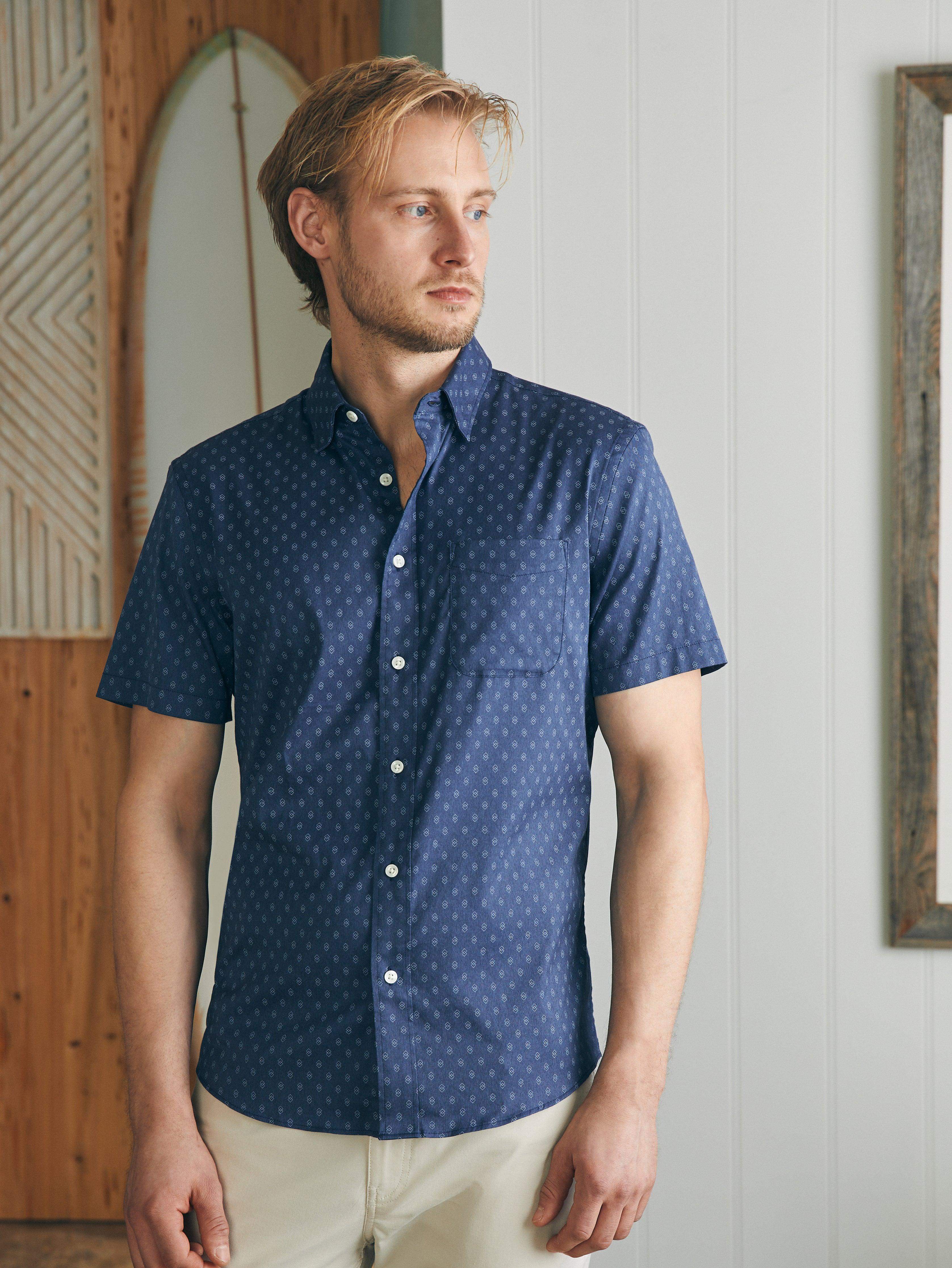Movement™ Short-Sleeve Shirt - Navy Dusk Diamond Print