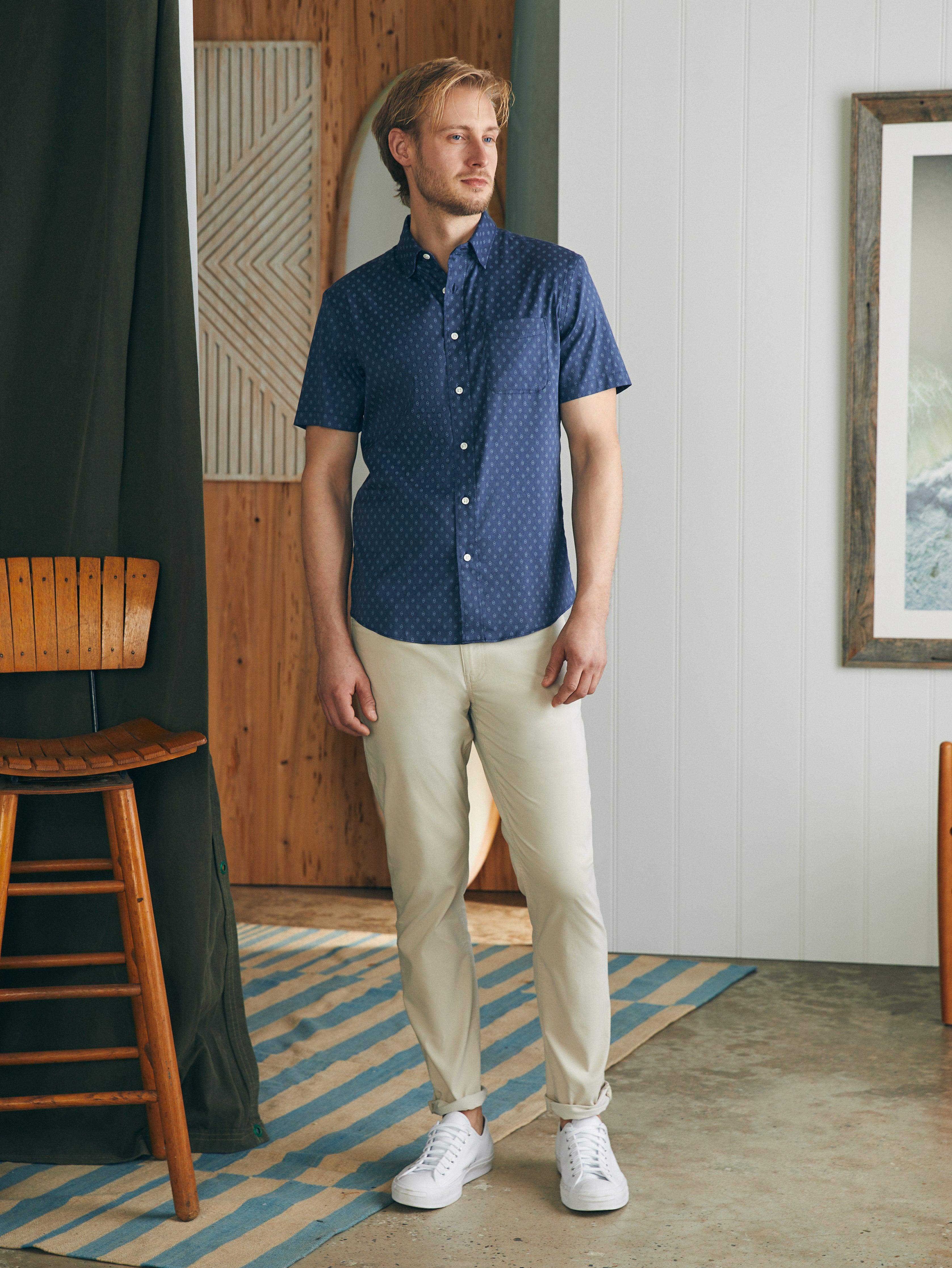 Movement™ Short-Sleeve Shirt - Navy Dusk Diamond Print