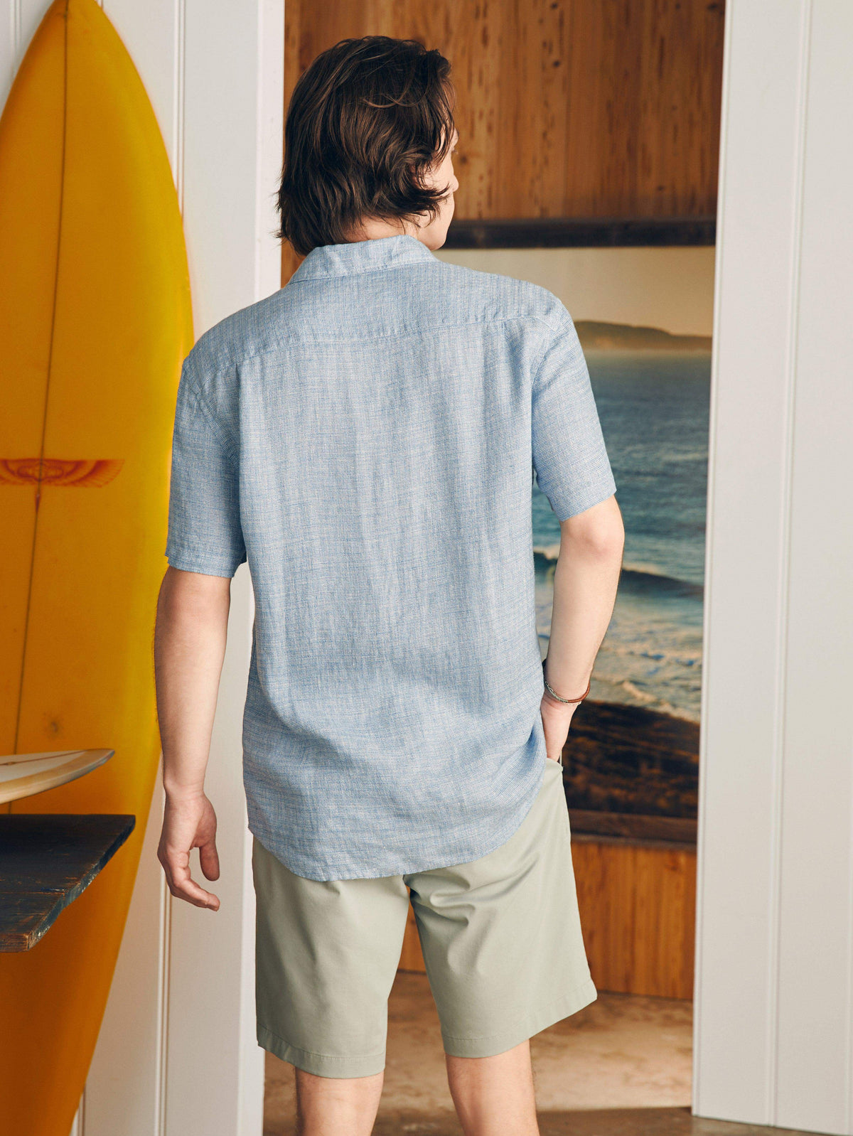 Short-Sleeve Palma Linen Shirt (Tall) - Blue Basketweave, image 5 of 5