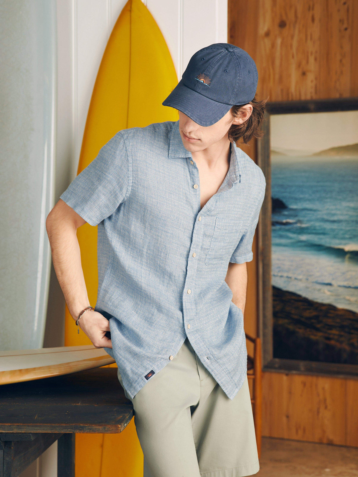 Short-Sleeve Palma Linen Shirt (Tall) - Blue Basketweave, image 3 of 5