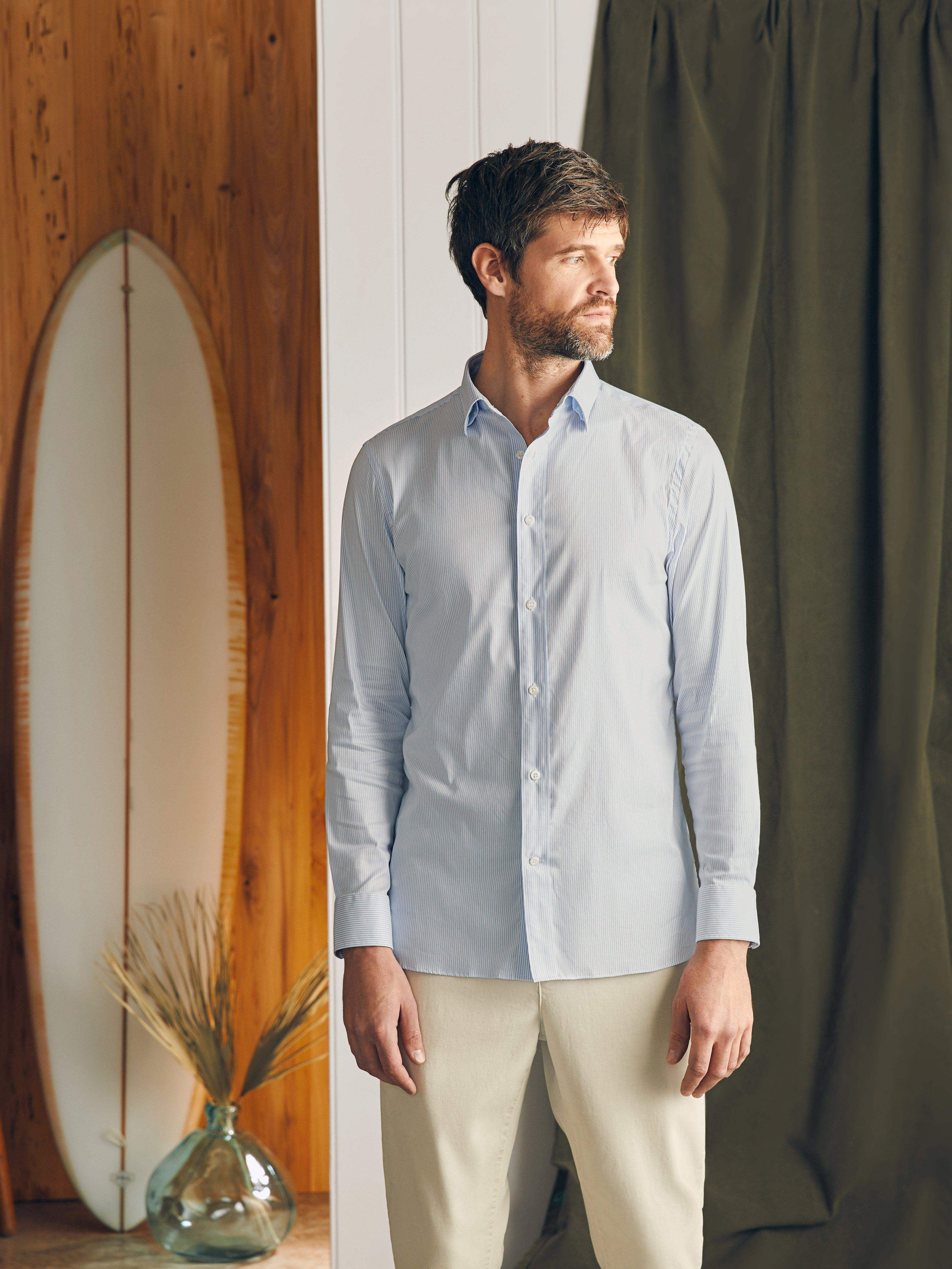 Movement™ Dress Shirt - Blue White Stripe