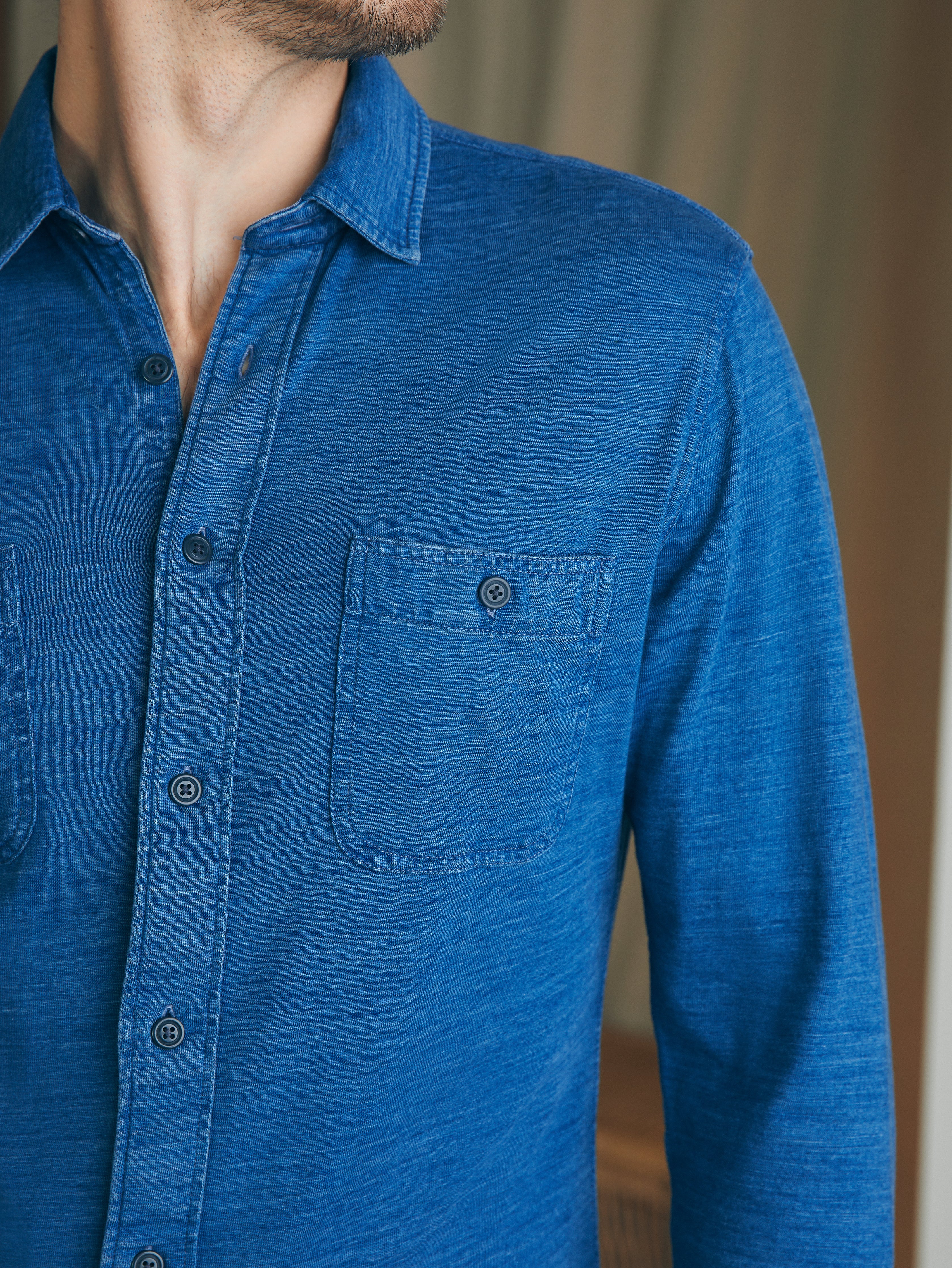 Sunwashed Knit Shirt - Medium Indigo Wash